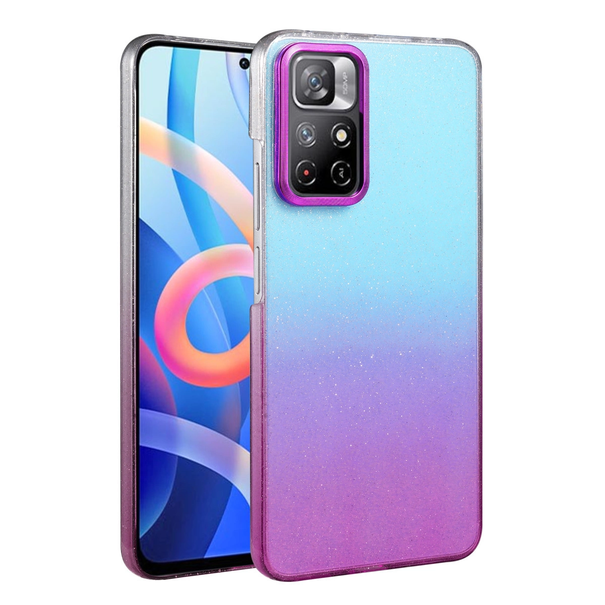 NEWFACE Xiaomi Redmi Note 11 Pro Uyumlu Glossy Kapak Telefon Kılıfı Mor