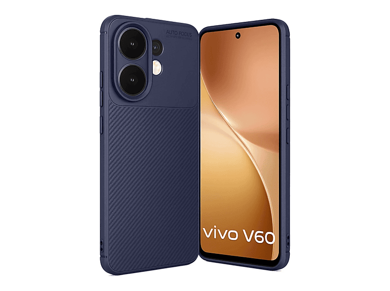 NEWFACE Vivo V60 5G Uyumlu Auto Focus Karbon Kapak Telefon Kılıfı Lacivert