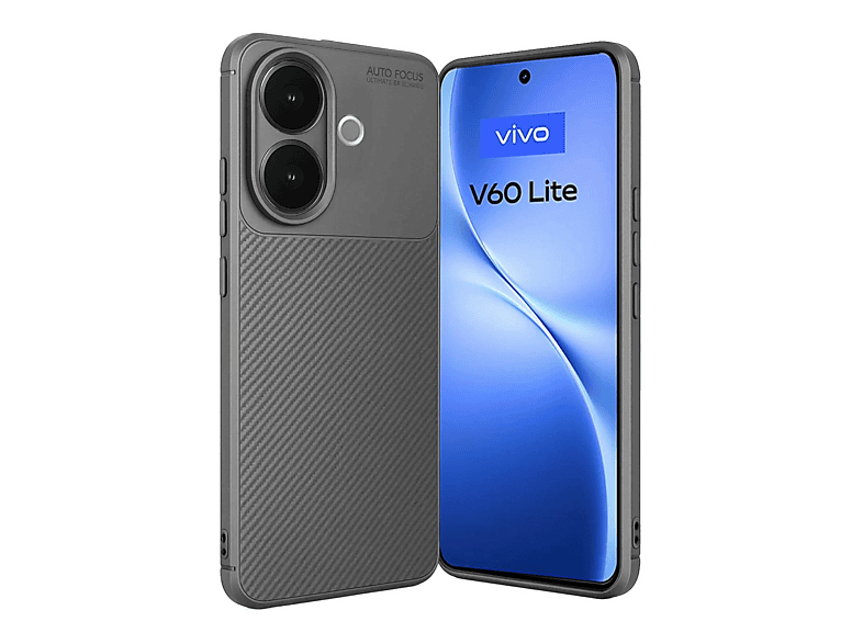 NEWFACE Vivo V60 Lite Uyumlu Auto Focus Karbon Kapak Telefon Kılıfı Gri
