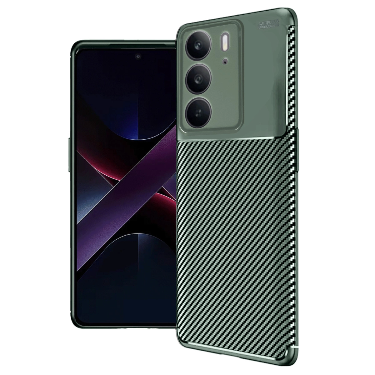 NEWFACE Realme C75 4G Uyumlu Auto Focus Karbon Kapak Telefon Kılıfı Koyu Yeşil