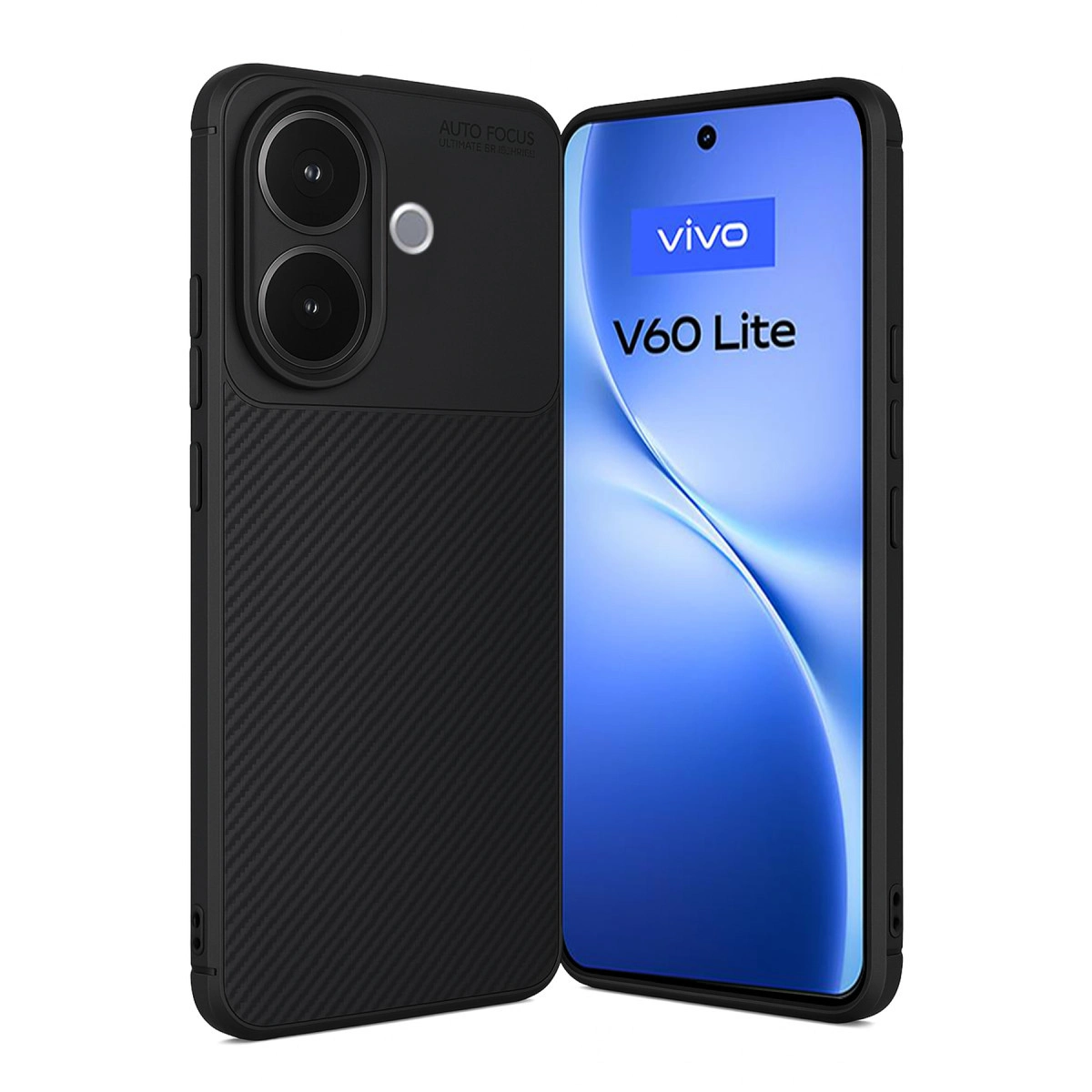 NEWFACE Vivo V60 Lite Uyumlu Auto Focus Karbon Kapak Telefon Kılıfı Siyah