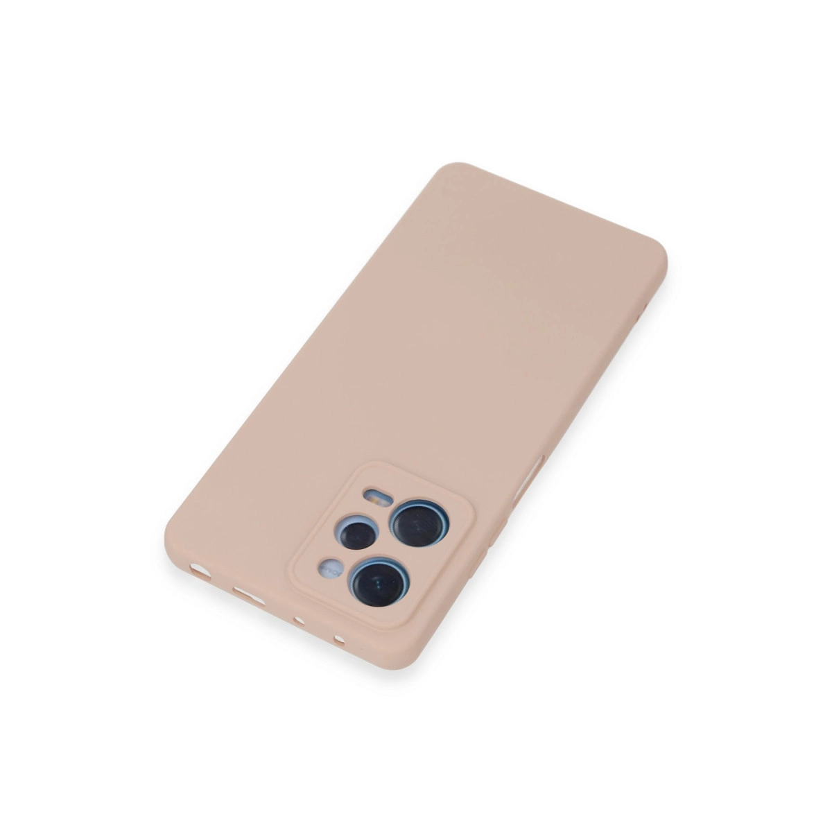 Beyaz arka plan üzerinde kamera lens kümesi bulunan açık kahverengi telefon kılıfı.
