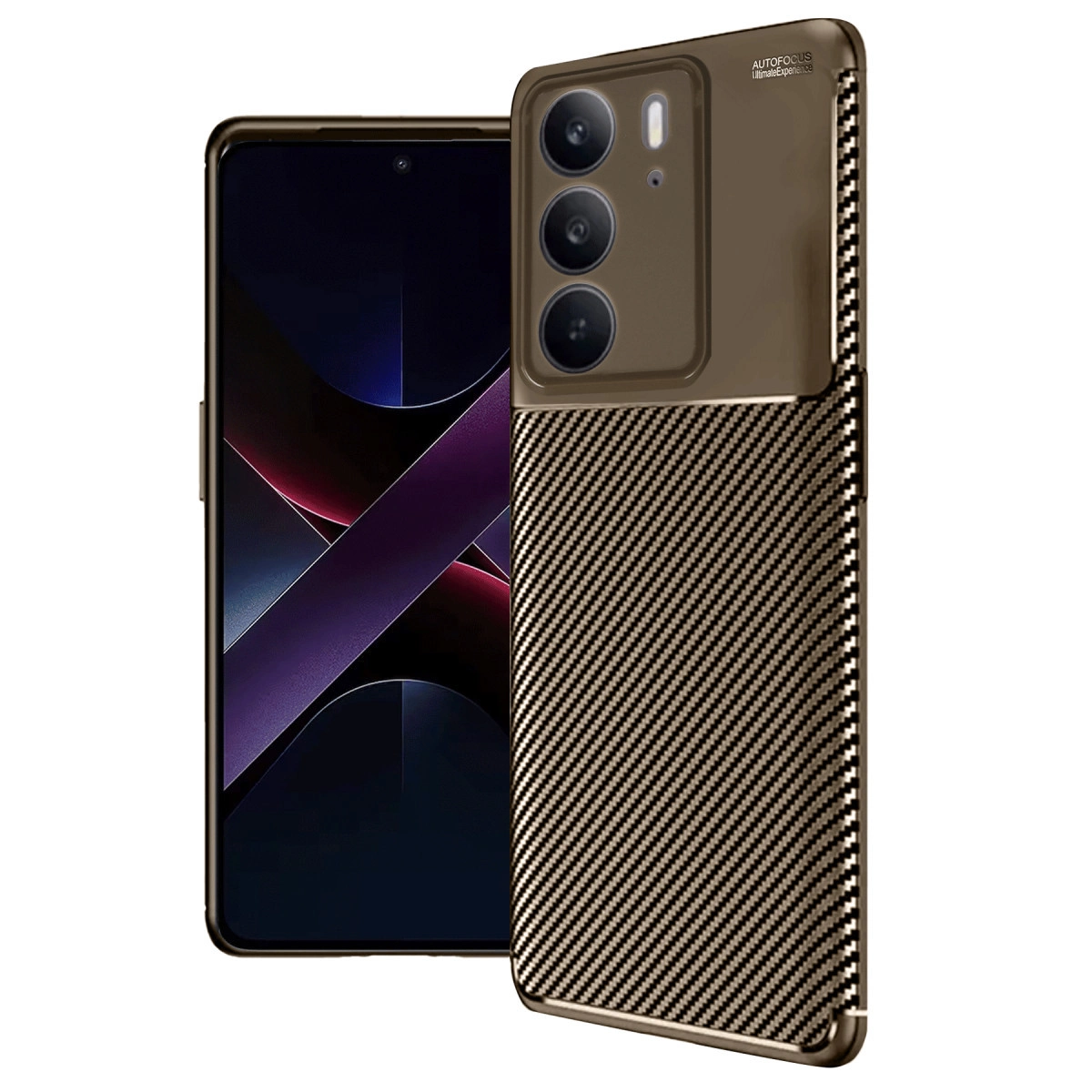 NEWFACE Realme C75 4G Uyumlu Auto Focus Karbon Kapak Telefon Kılıfı Kahverengi