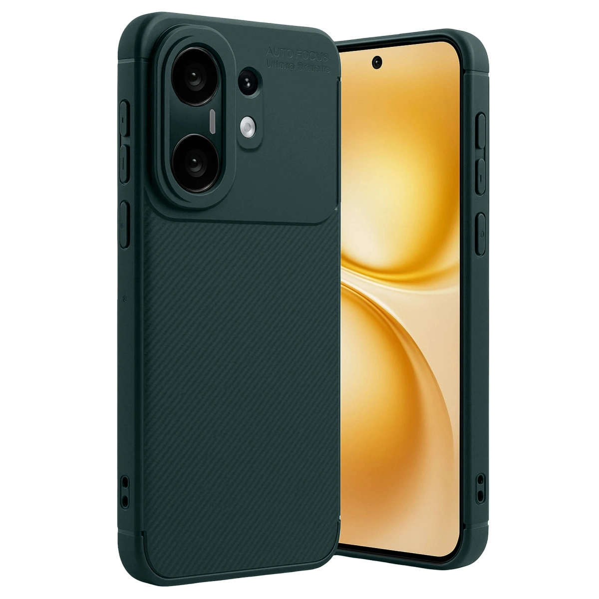NEWFACE Vivo X200 Fe Uyumlu Auto Focus Karbon Kapak Telefon Kılıfı Koyu Yeşil