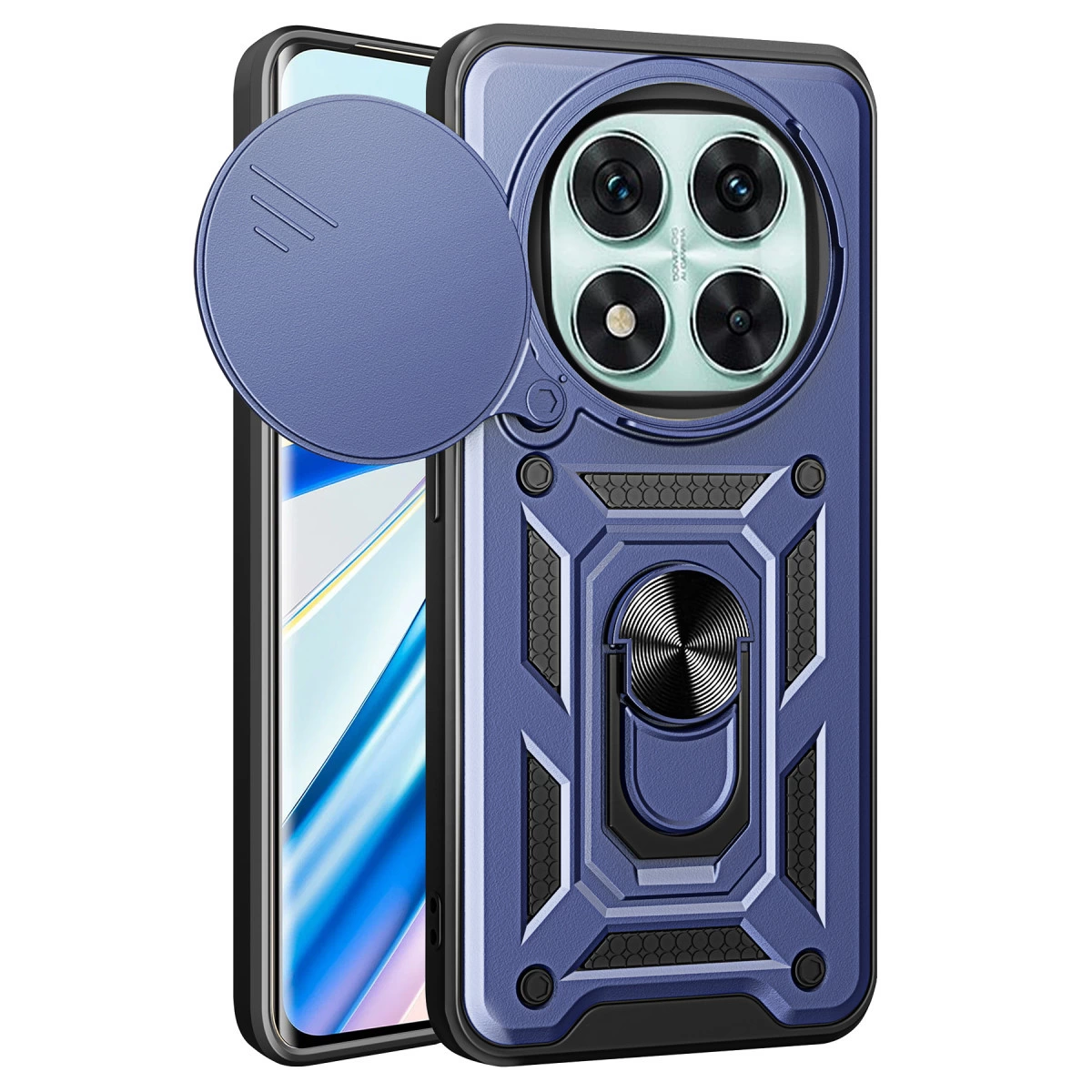 NEWFACE Xiaomi Redmi Note 14 Pro 4G Uyumlu Pars Lens Yüzüklü Silikon Telefon Kılıfı Lacivert