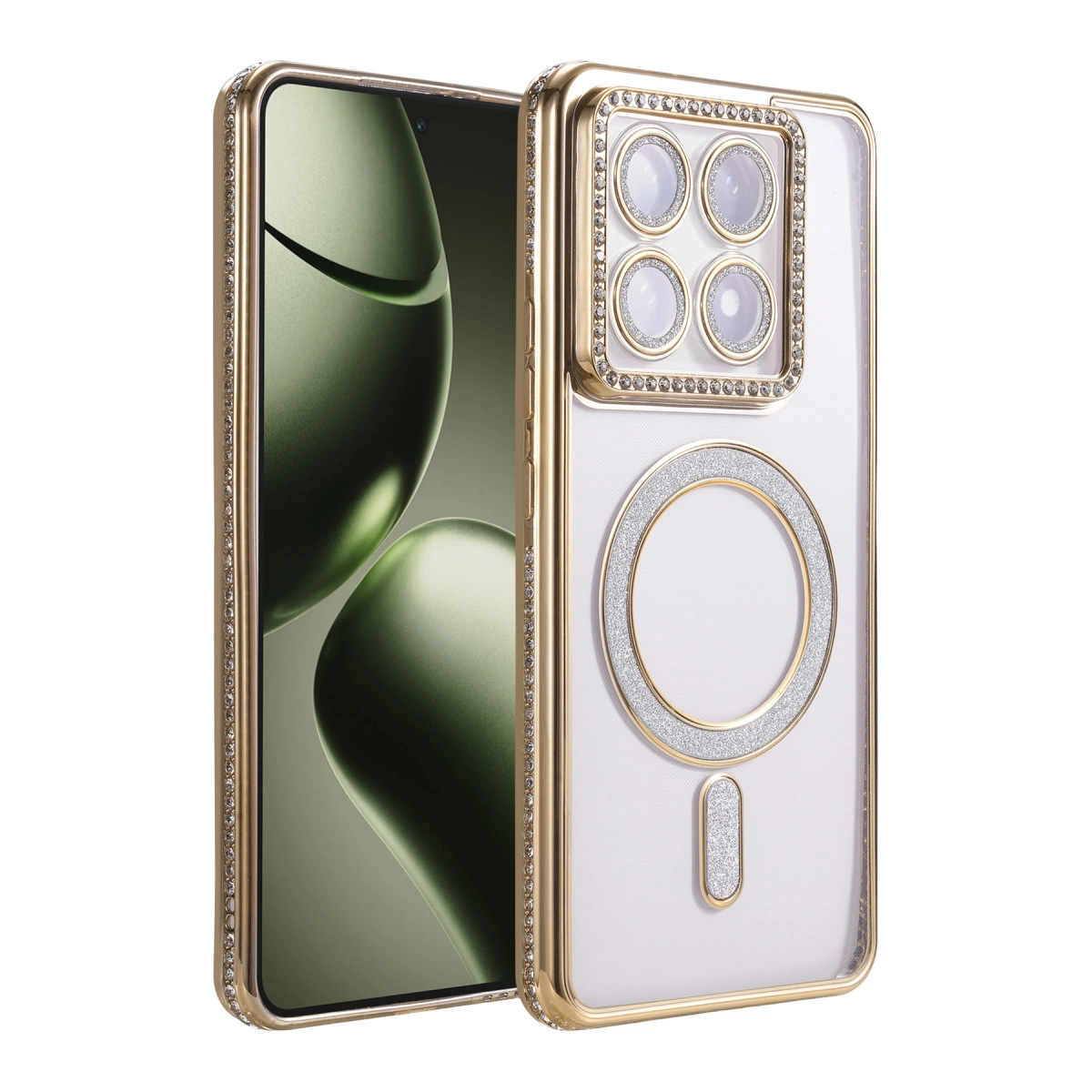 NEWFACE Xiaomi Mi 14T Pro Uyumlu Joke Simli Magneticsafe Telefon Kılıfı Gold