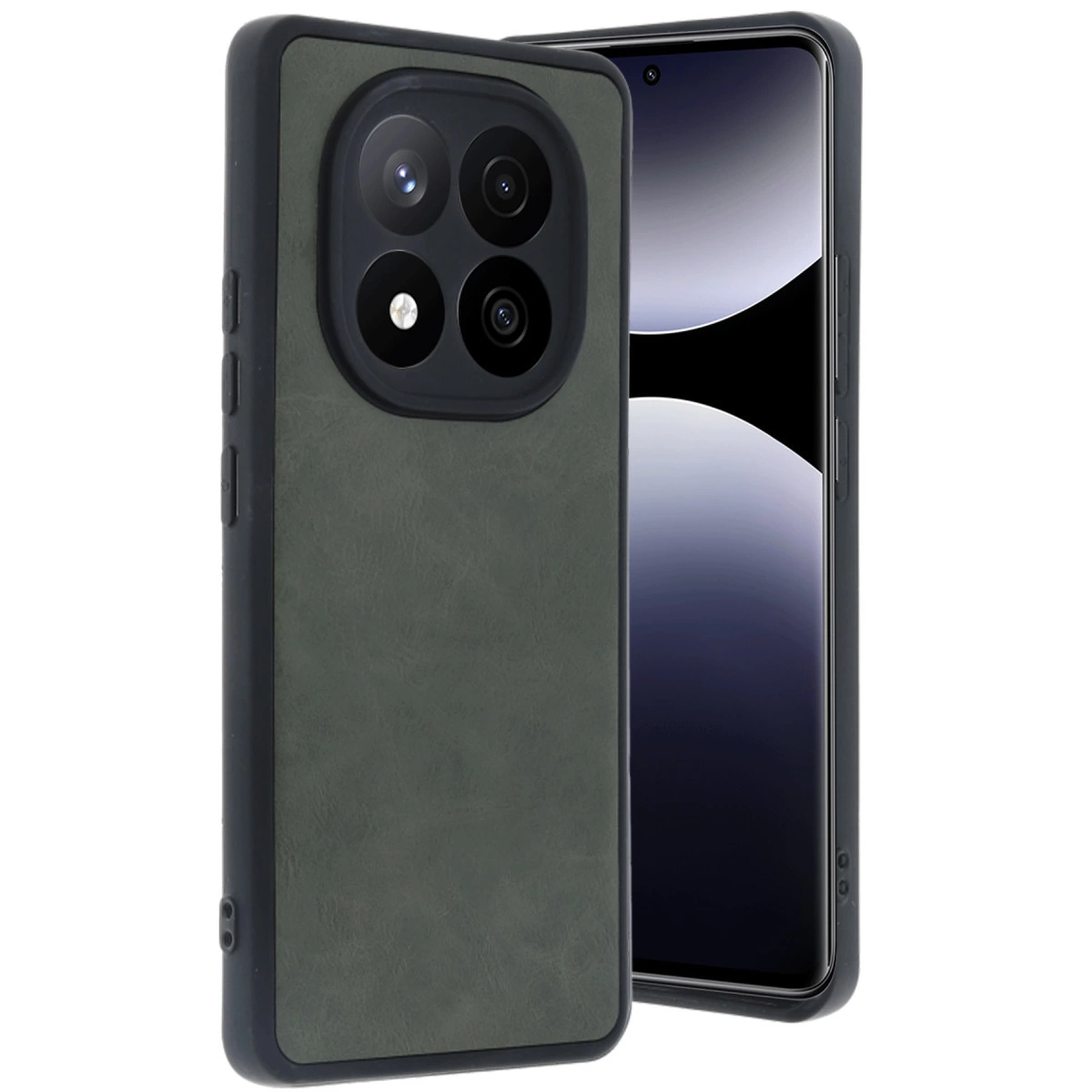 NEWFACE Xiaomi Redmi Note 14 Pro 5G Uyumlu Aras Deri Kapak Telefon Kılıfı Koyu Yeşil