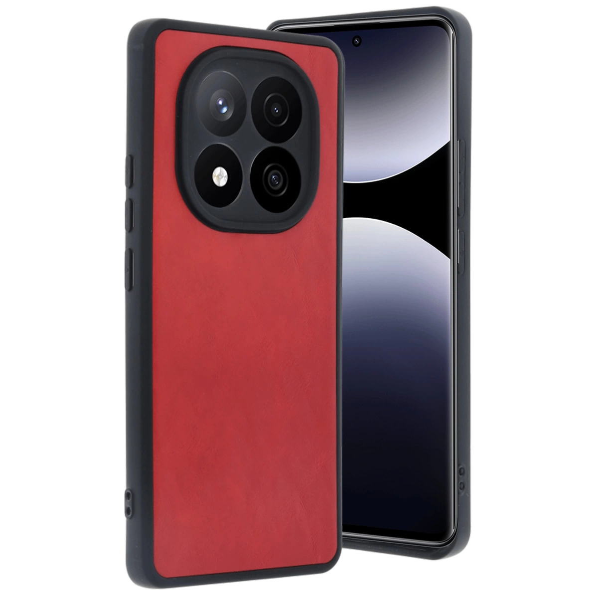 NEWFACE Xiaomi Redmi Note 14 Pro 5G Uyumlu Aras Deri Kapak Telefon Kılıfı Kırmızı