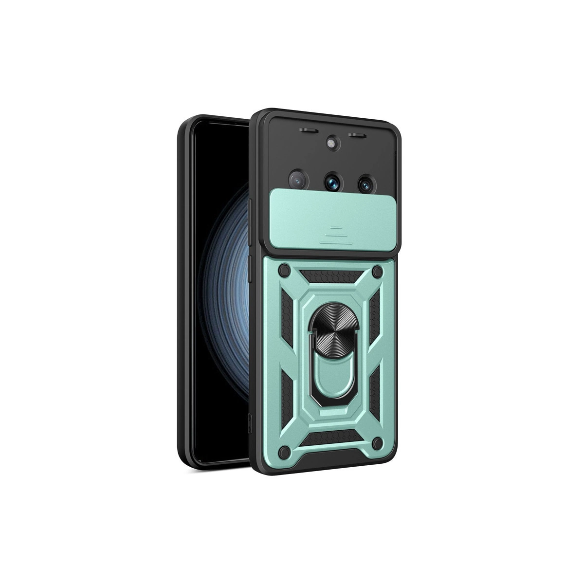 NEWFACE Realme 11 Pro Uyumlu Pars Lens Yüzüklü Silikon Telefon Kılıfı Yeşil
