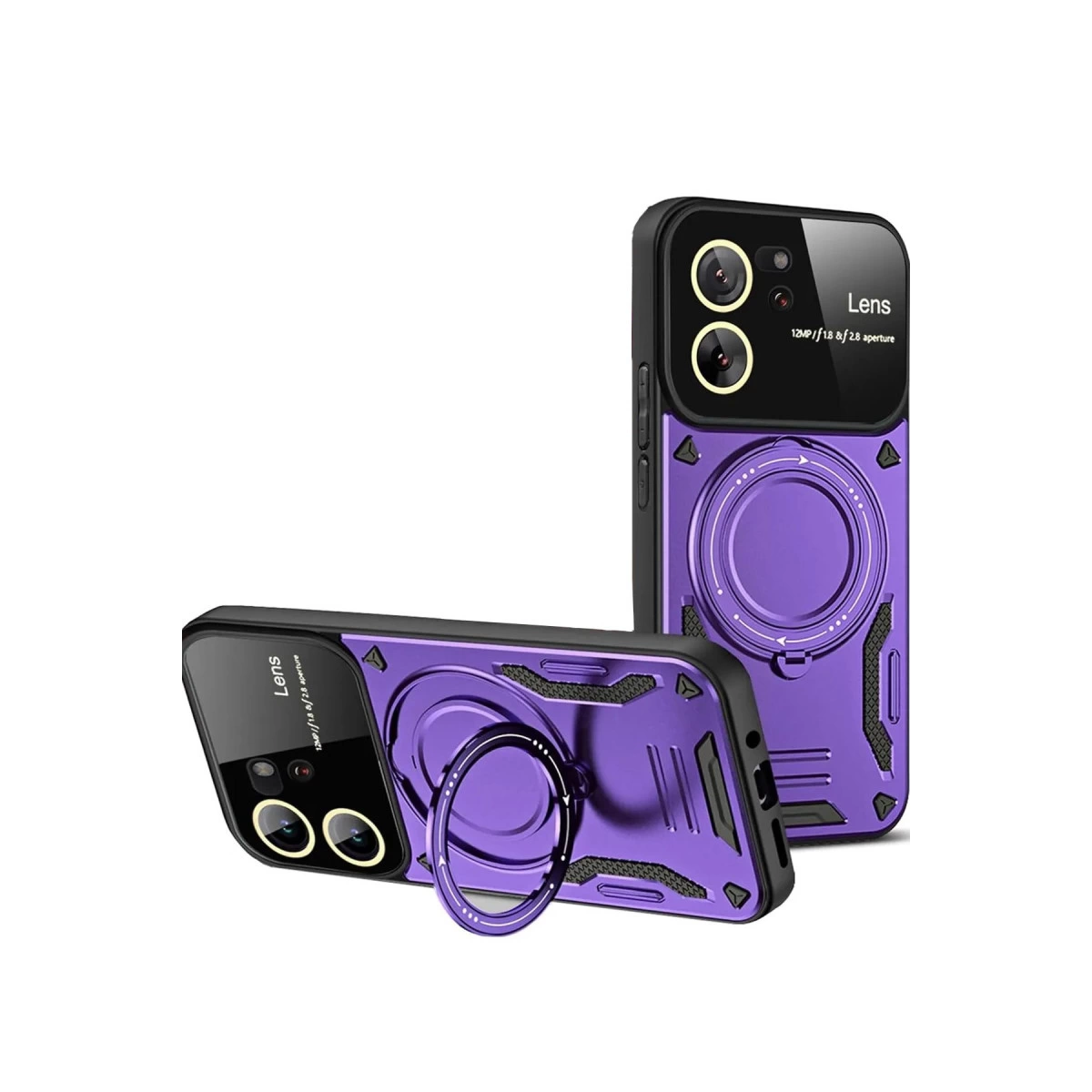 NEWFACE Xiaomi Mi 13T Pro Uyumlu Joy Lens Standlı Kapak Telefon Kılıfı Mor