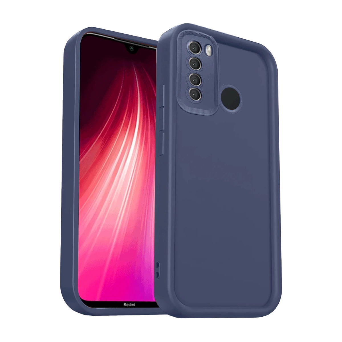 Dört kameralı ve parmak izi sensörlü lacivert telefon kılıfı.