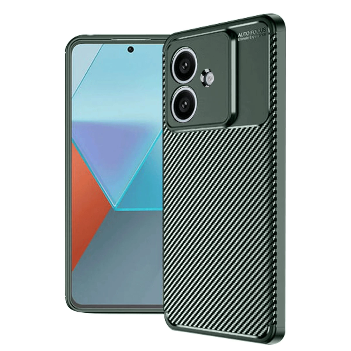 NEWFACE Oppo A3 Uyumlu Auto Focus Karbon Kapak Telefon Kılıfı Koyu Yeşil