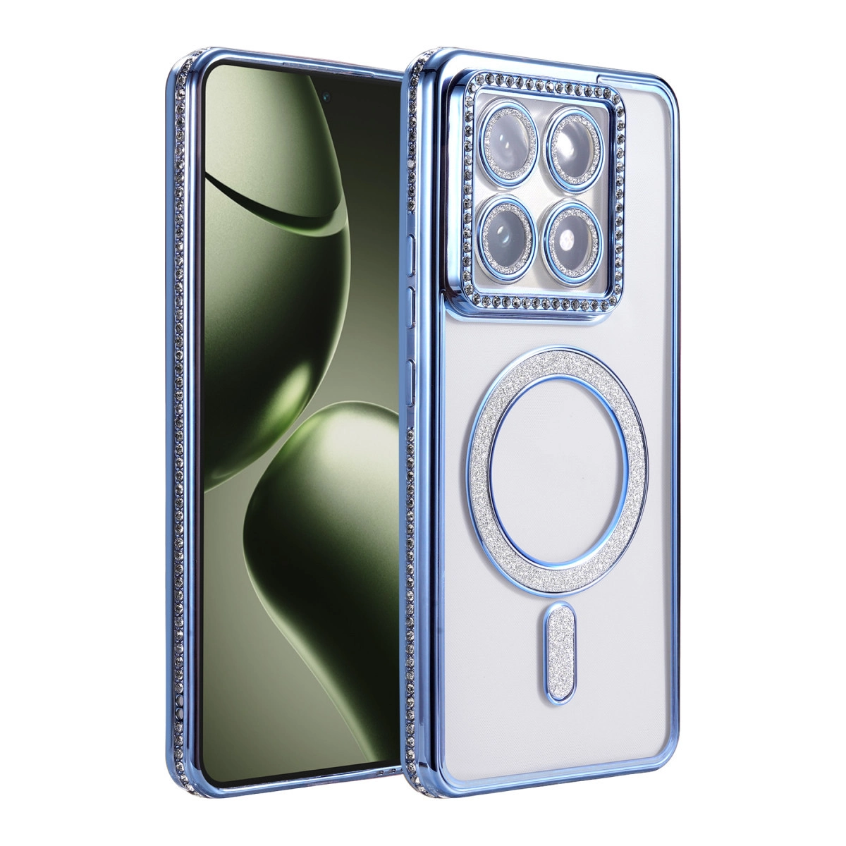 NEWFACE Xiaomi Mi 14T Pro Uyumlu Joke Simli Magneticsafe Telefon Kılıfı Mavi