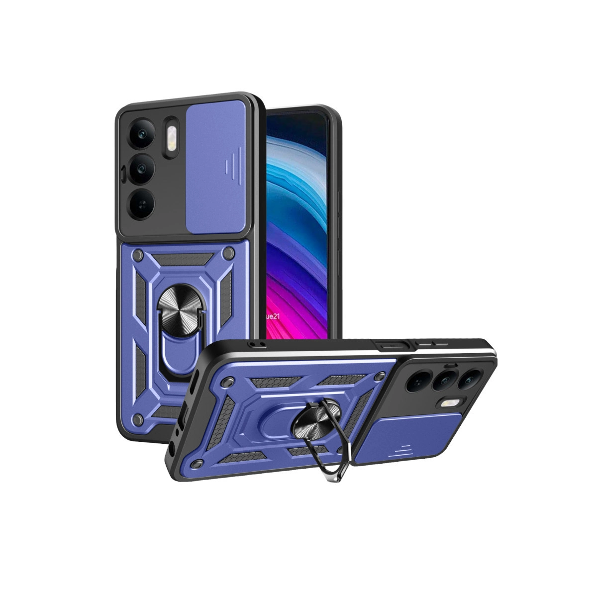 NEWFACE Realme C75 4G Uyumlu Pars Lens Yüzüklü Silikon Telefon Kılıfı Lacivert