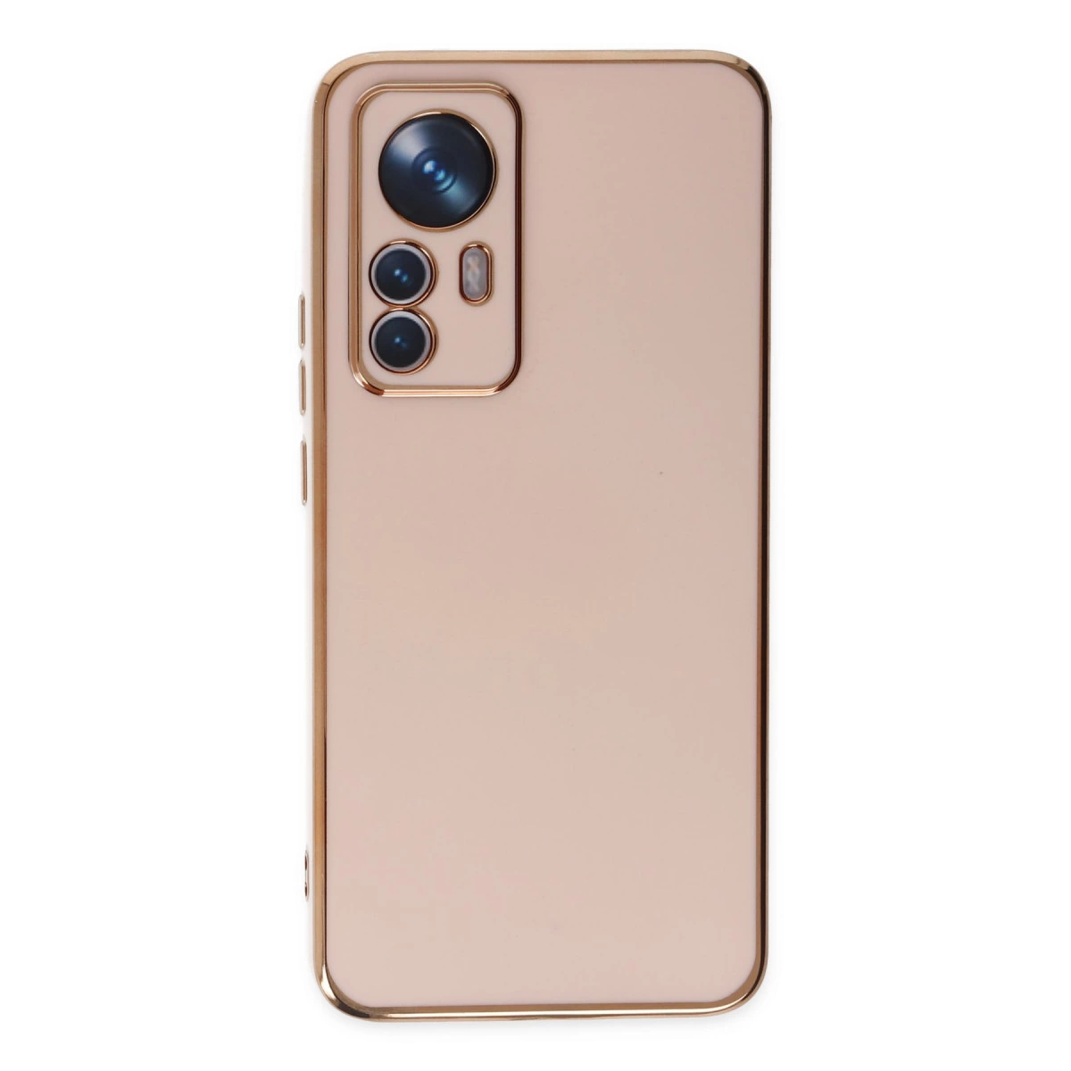 Dikdörtgen kamera modülüne sahip, rose gold rengi telefonun arka yüzü.