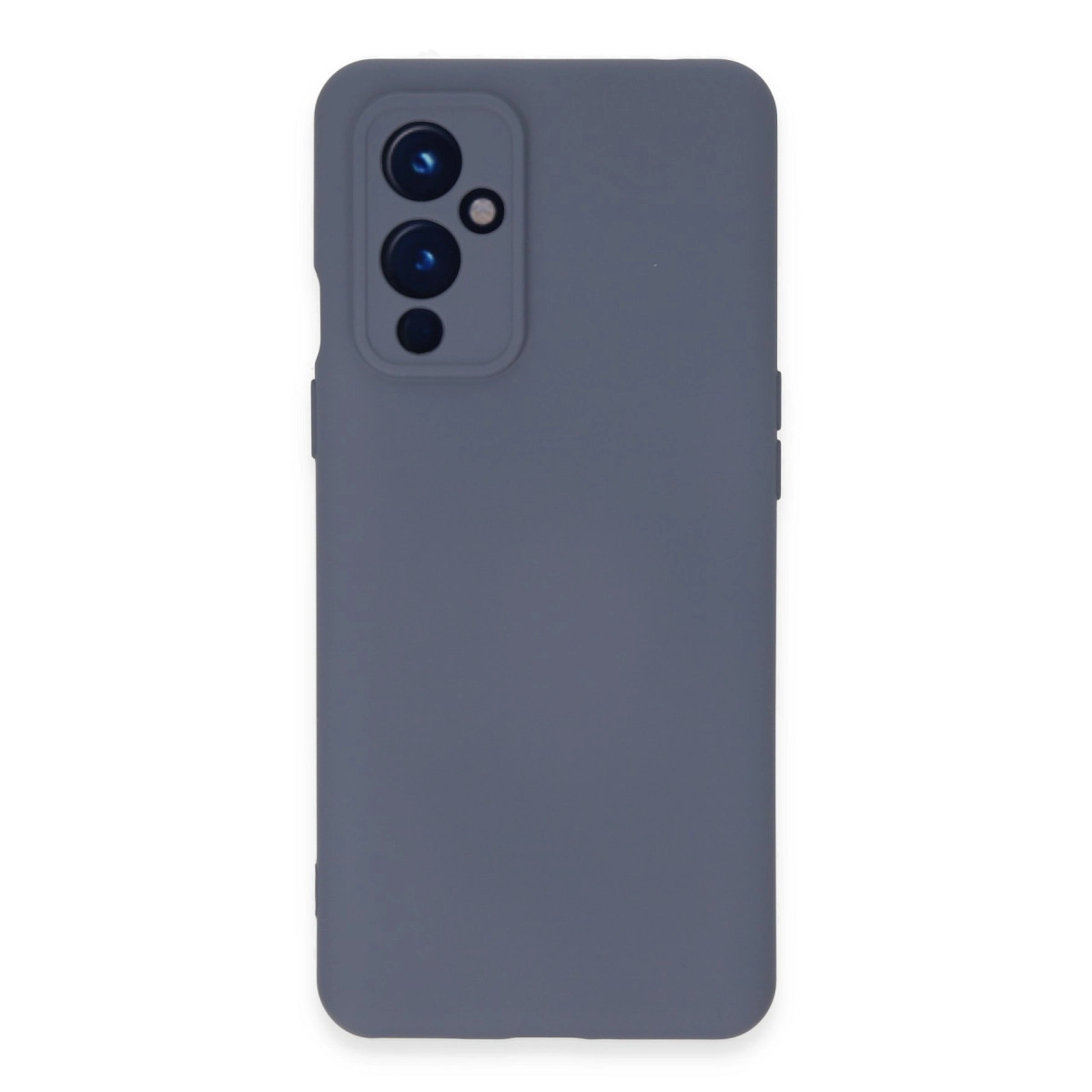 Koyu gri telefon kılıfı, sol üstte dikdörtgen kamera lens modülü bulunur.