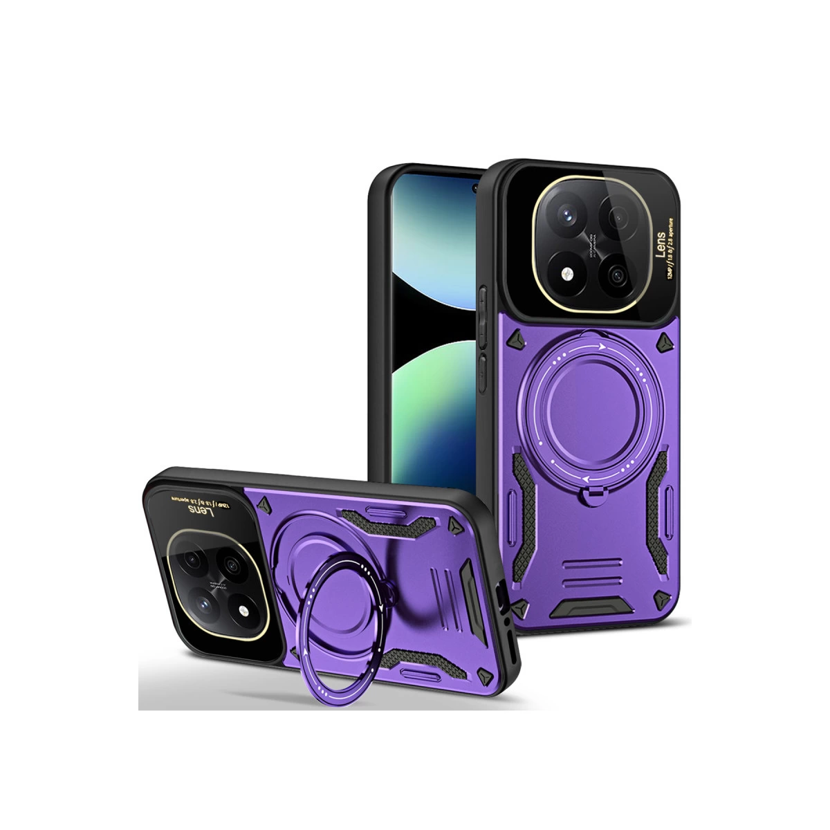 NEWFACE Xiaomi Redmi Note 14 Pro 5G Uyumlu Joy Lens Standlı Kapak Telefon Kılıfı Mor