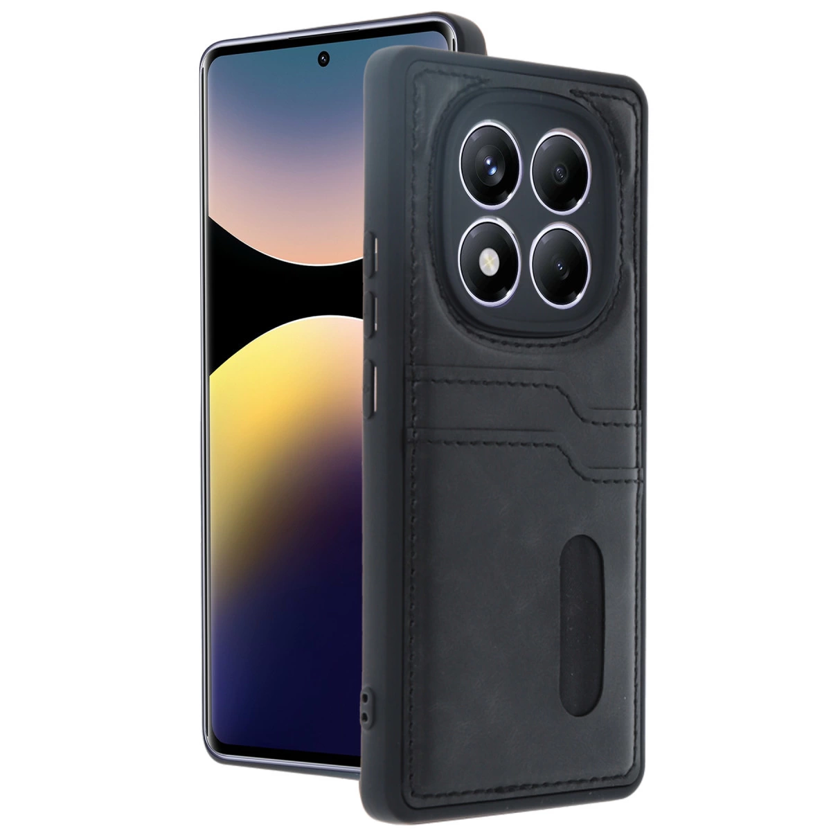 NEWFACE Xiaomi Redmi Note 14 Pro 4G Uyumlu Sara Kartvizitli Deri Telefon Kılıfı Siyah