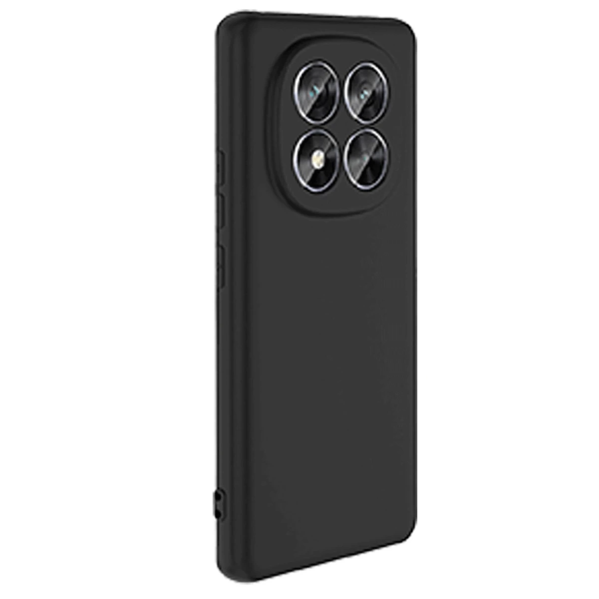 Arkada dört kamerası olan siyah telefon kılıfı.