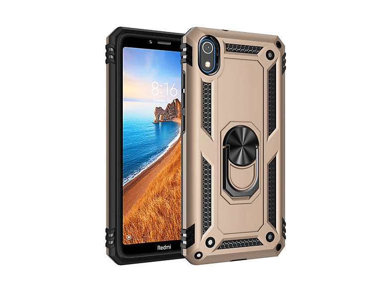 NEWFACE Xiaomi Redmi 7a Uyumlu Sofya Yüzüklü Silikon Kapak Telefon Kılıfı Gold