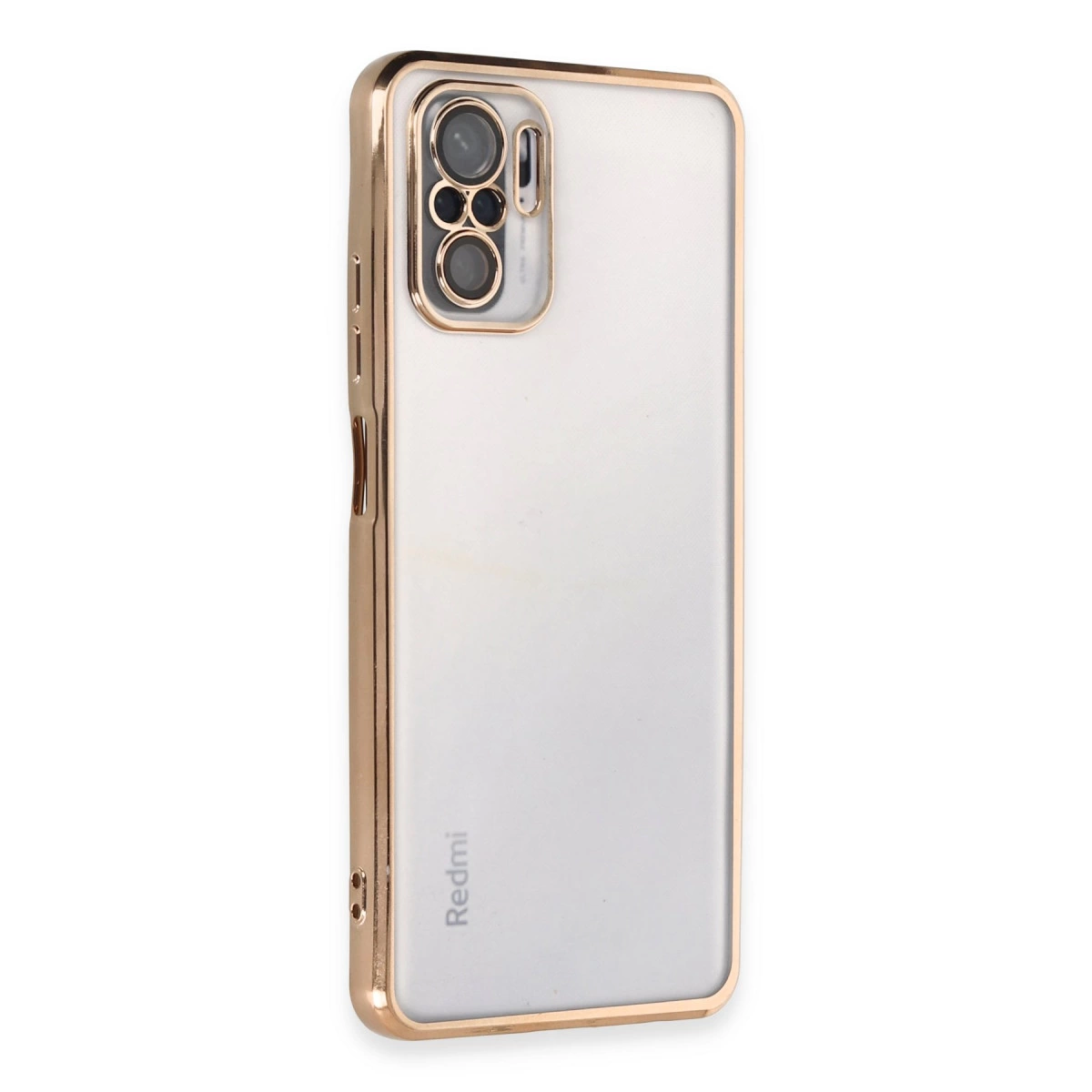 NEWFACE Xiaomi Redmi Note 10 Uyumlu Kamera Korumalı Lensli Silikon Telefon Kılıfı Gold