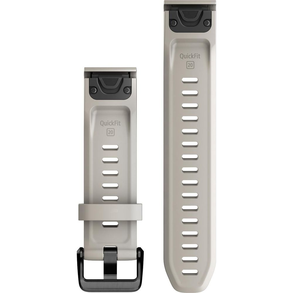 Dwa szare paski do zegarka z napisem QuickFit 20 i klamrami.