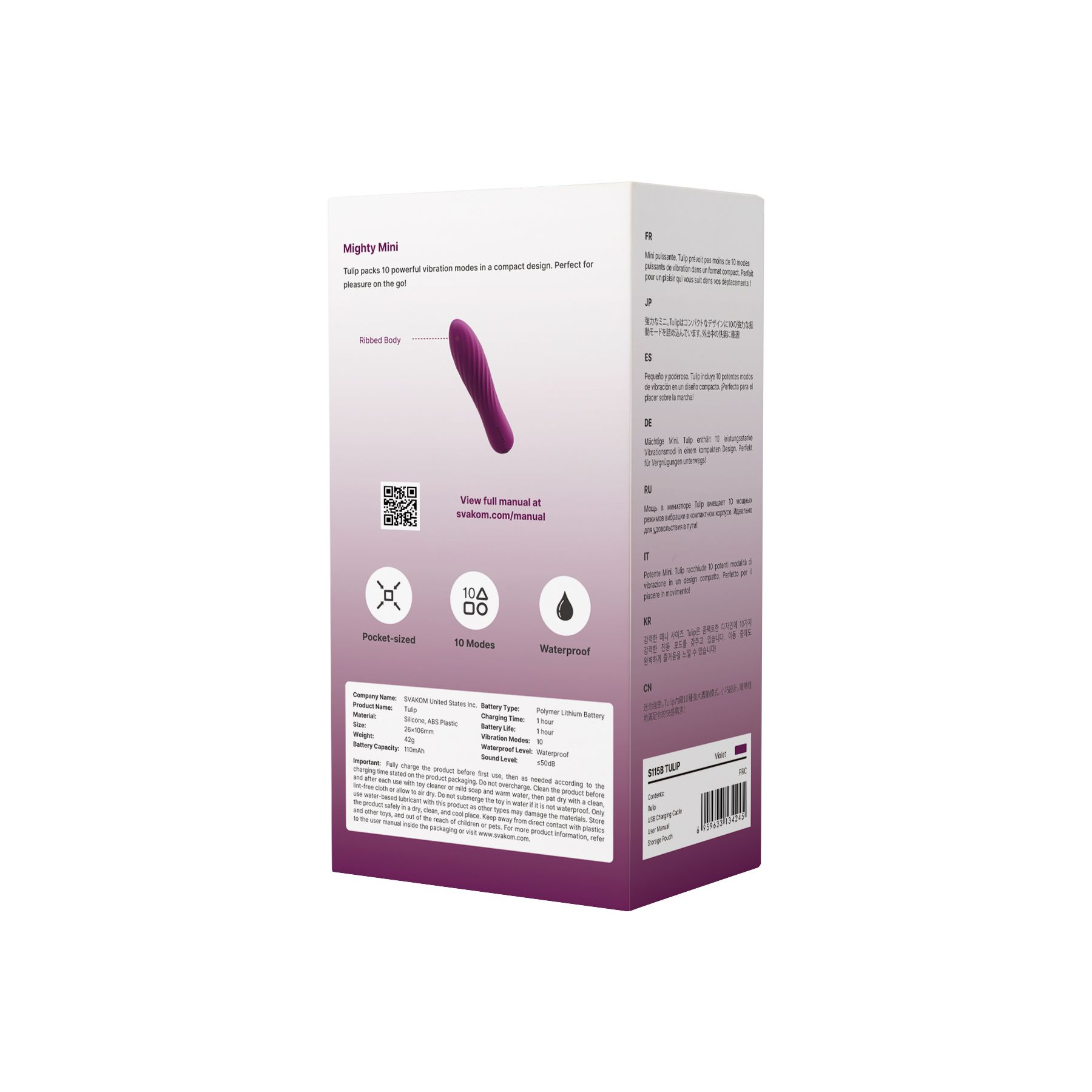 Lila RIPPED BODY Vibrator mit 10 Modi, wasserdicht, USB-Ladung.