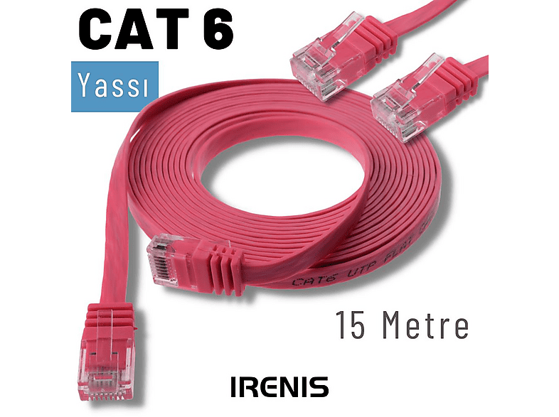 IRENIS CAT6 Yassı Ethernet Network Lan İnternet 15 m Ağ Kablosu