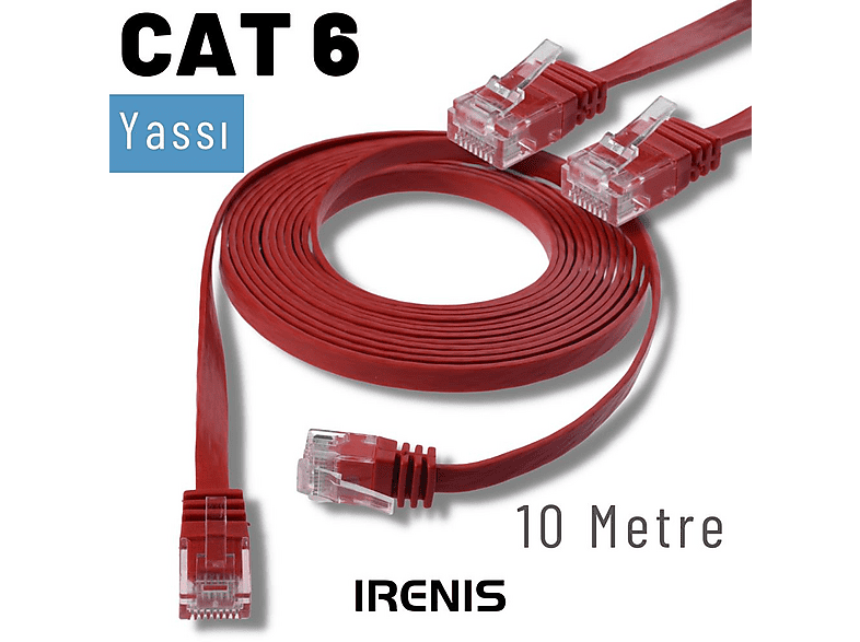 IRENIS CAT6 Yassı Ethernet Network Lan İnternet 10 m Ağ Kablosu