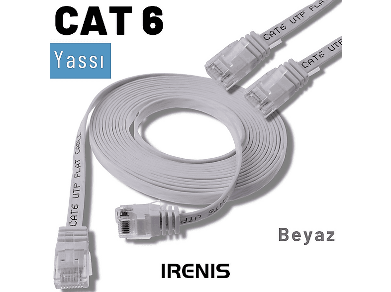 IRENIS 15 Metre CAT6 Kablo Yassı Ethernet Network Lan Ağ İnternet Kablosu