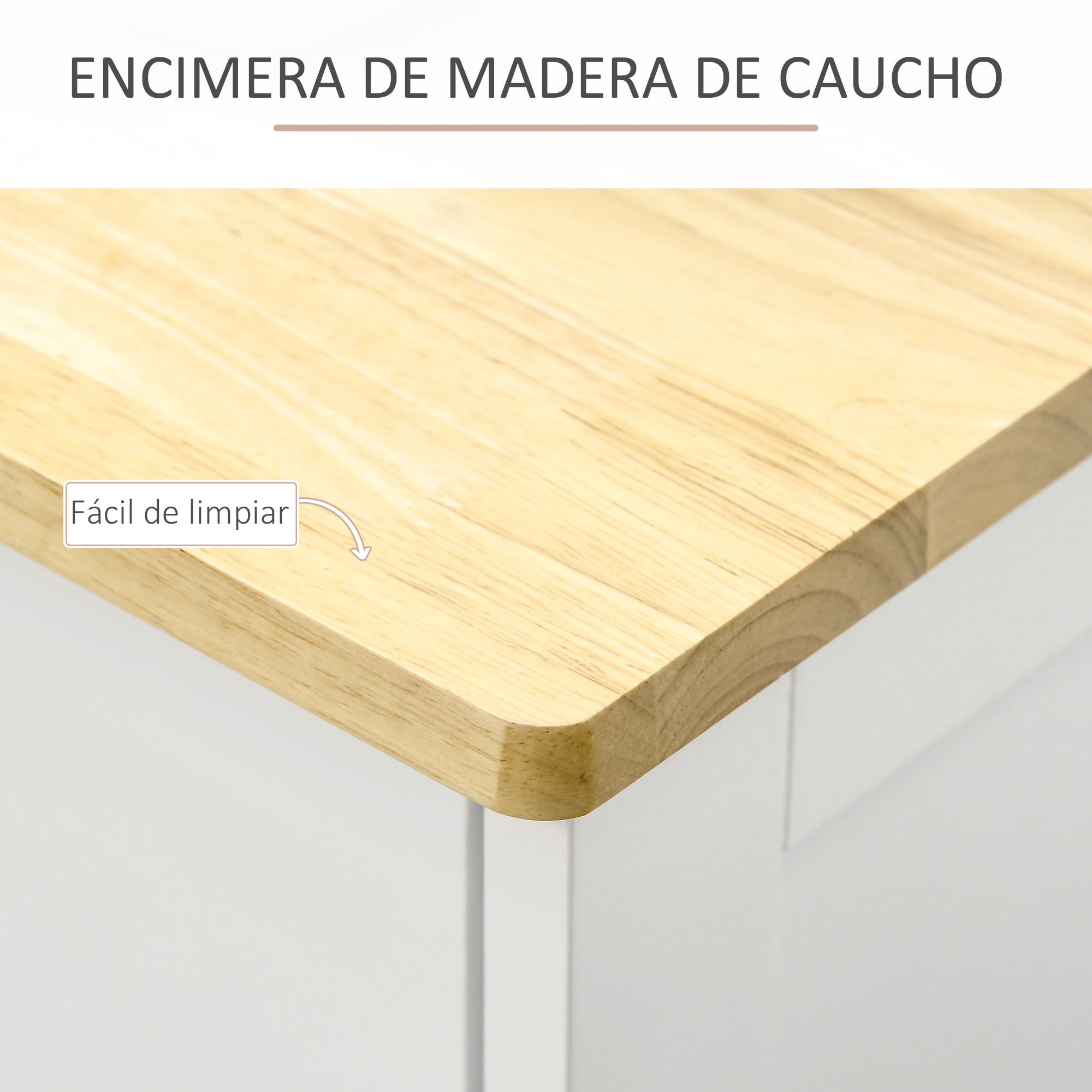 Una encimera de madera con una etiqueta que dice 