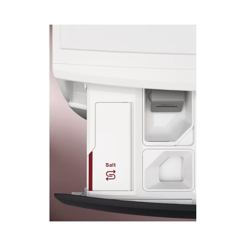 Scomparto sale per lavastoviglie con simbolo freccia e testo.