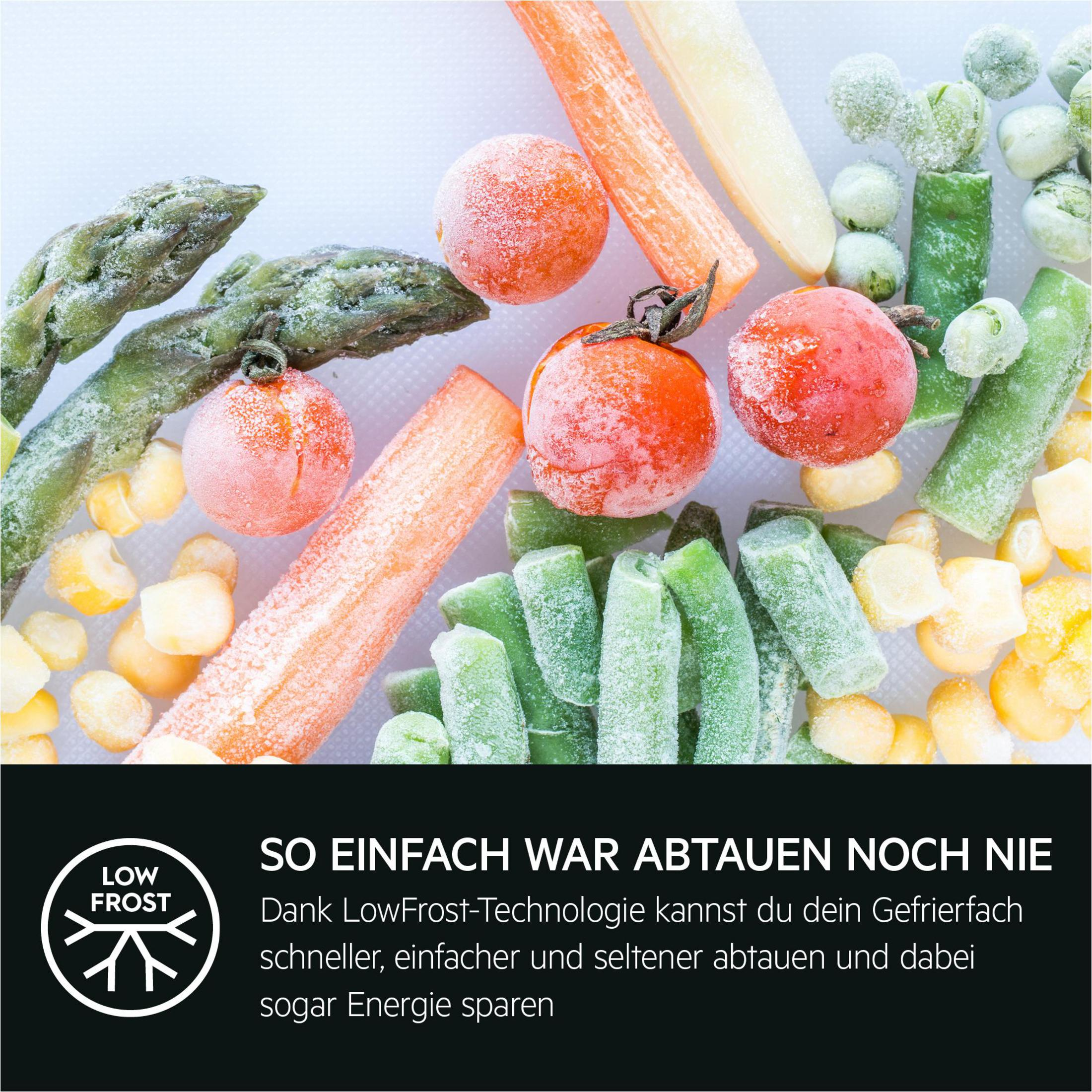 Verdure surgelate come piselli, fagioli, mais e asparagi, coperte di brina.