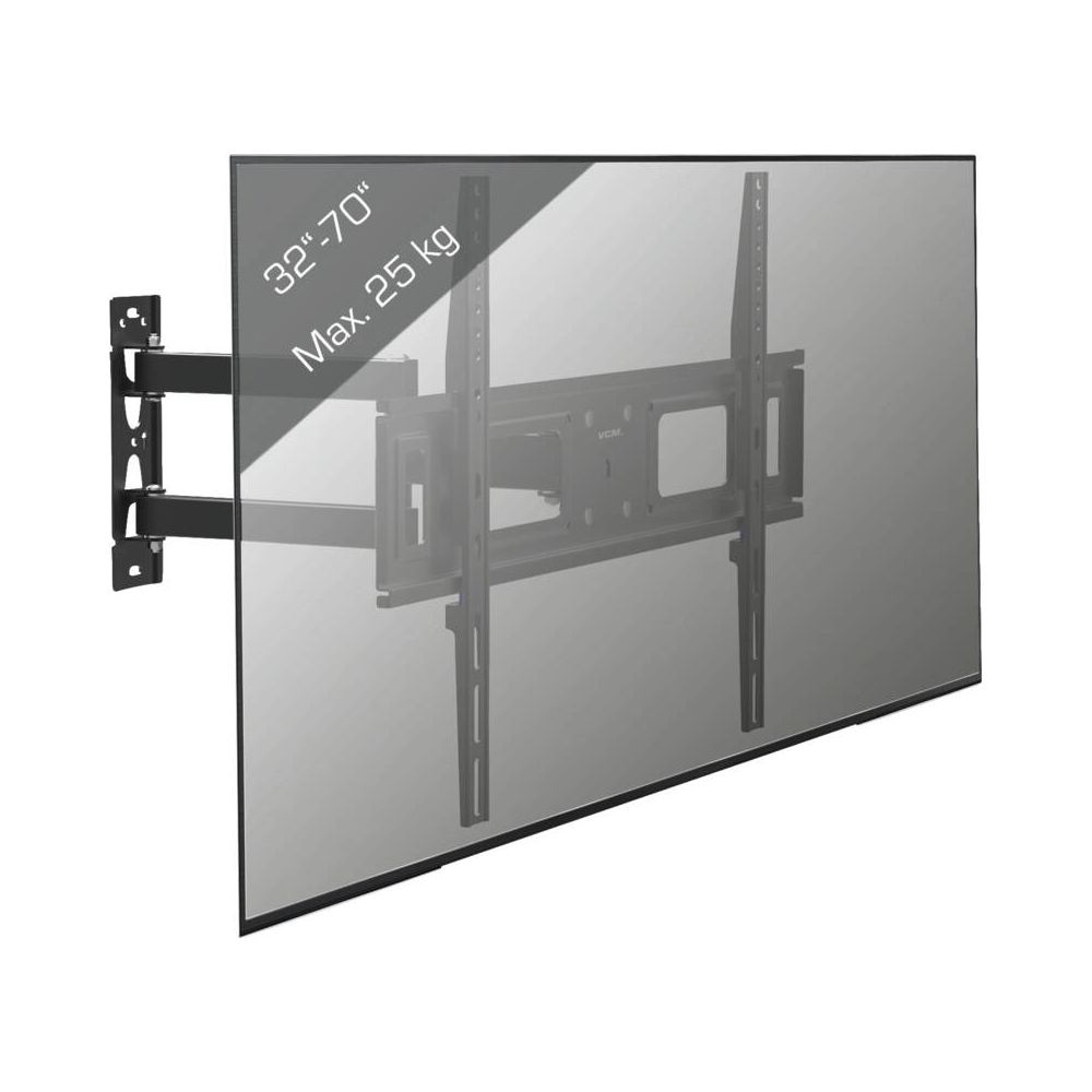 Schwarze TV-Wandhalterung für 32-70 Zoll TVs bis 25 kg.