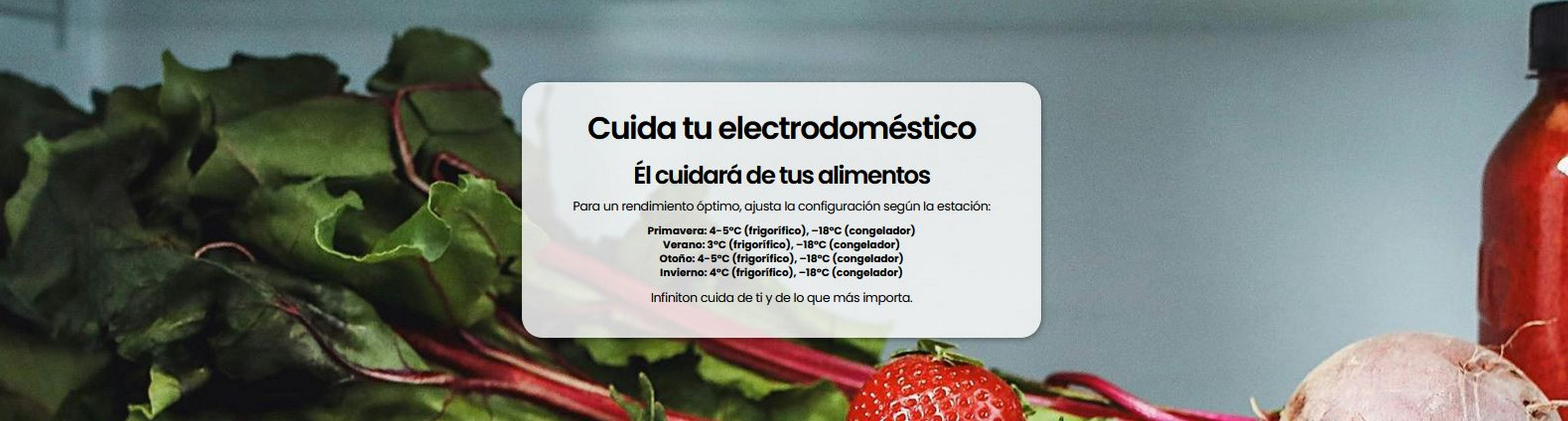 Verduras de hoja verde, fresa y remolacha en un refrigerador con texto.