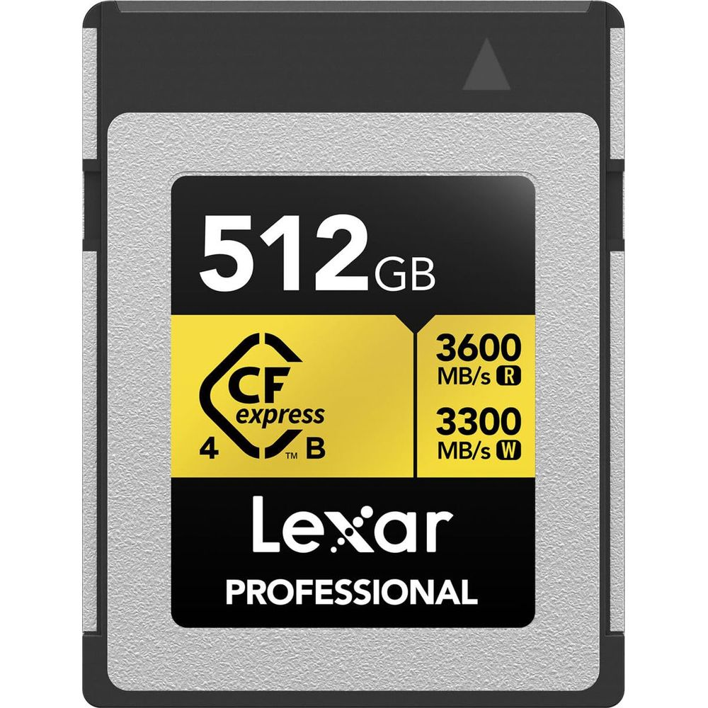 Lexar 512GB CFexpress Tip B bellek kartı, 3600MB/s okuma ve 3300MB/s yazma hızına sahip.
