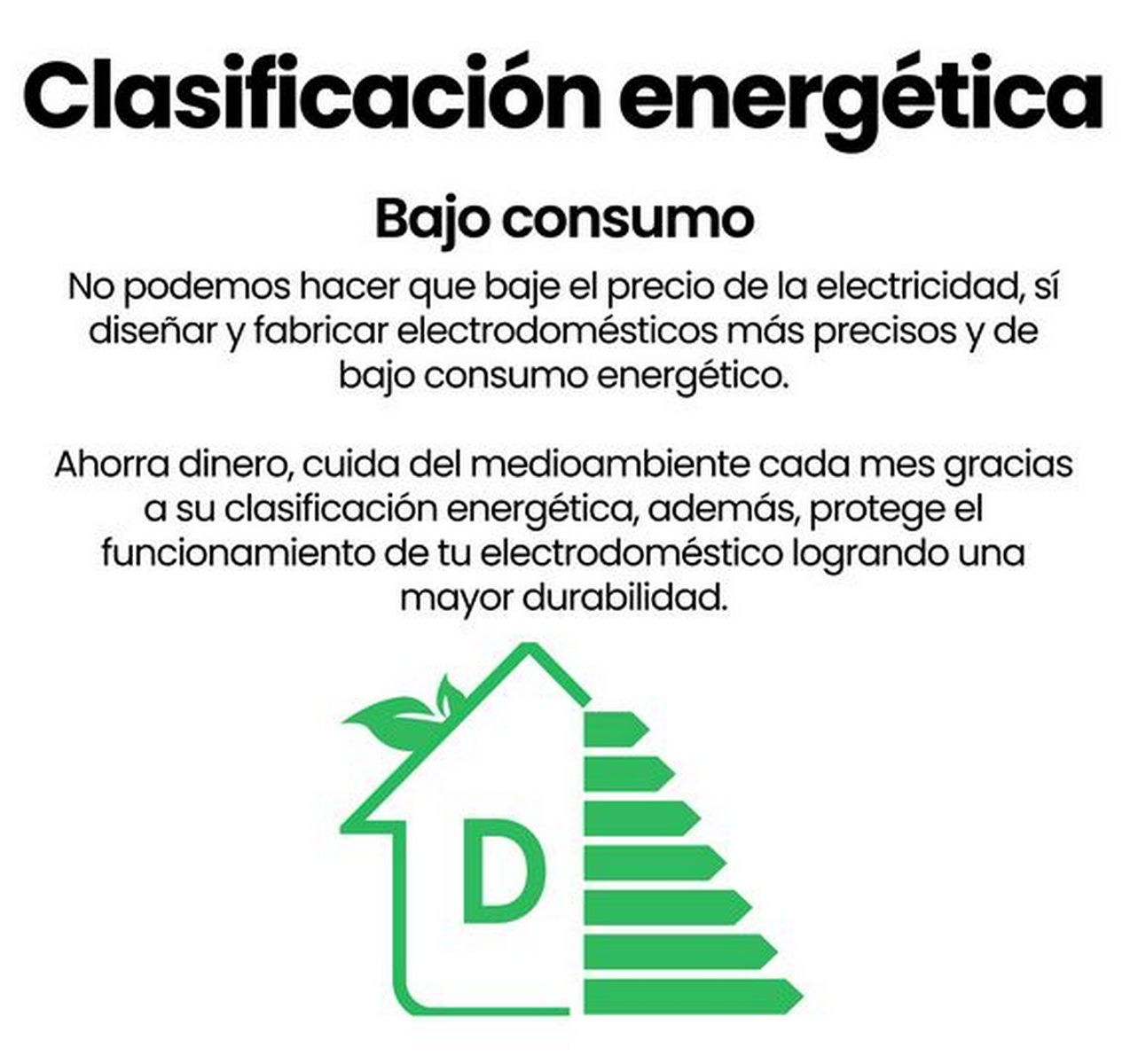 Etiqueta de eficiencia energética con icono de casa y calificación D.