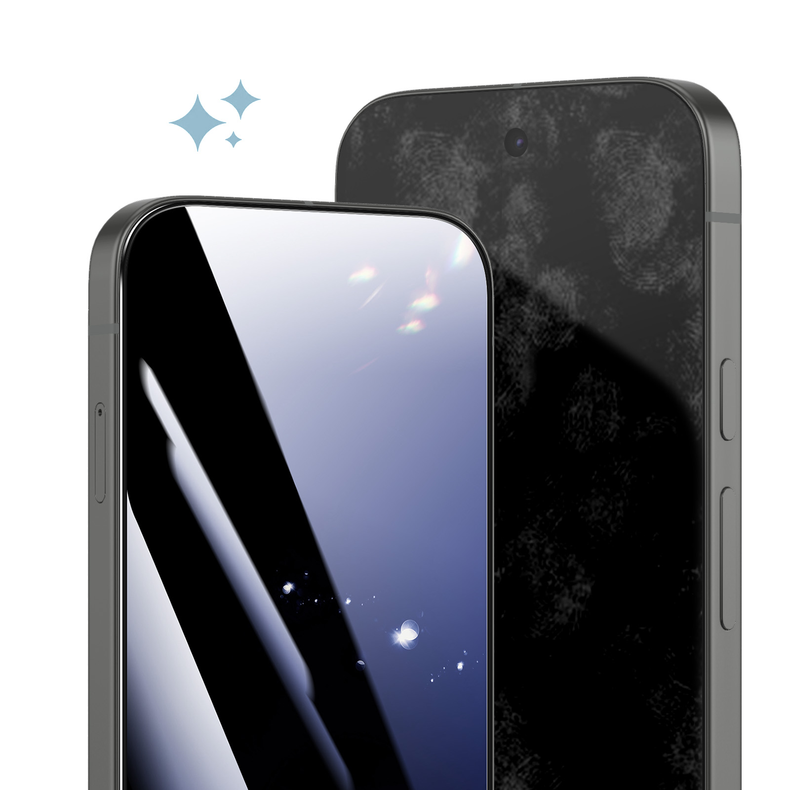 Due smartphone uno accanto all'altro, uno pulito, uno con impronte.