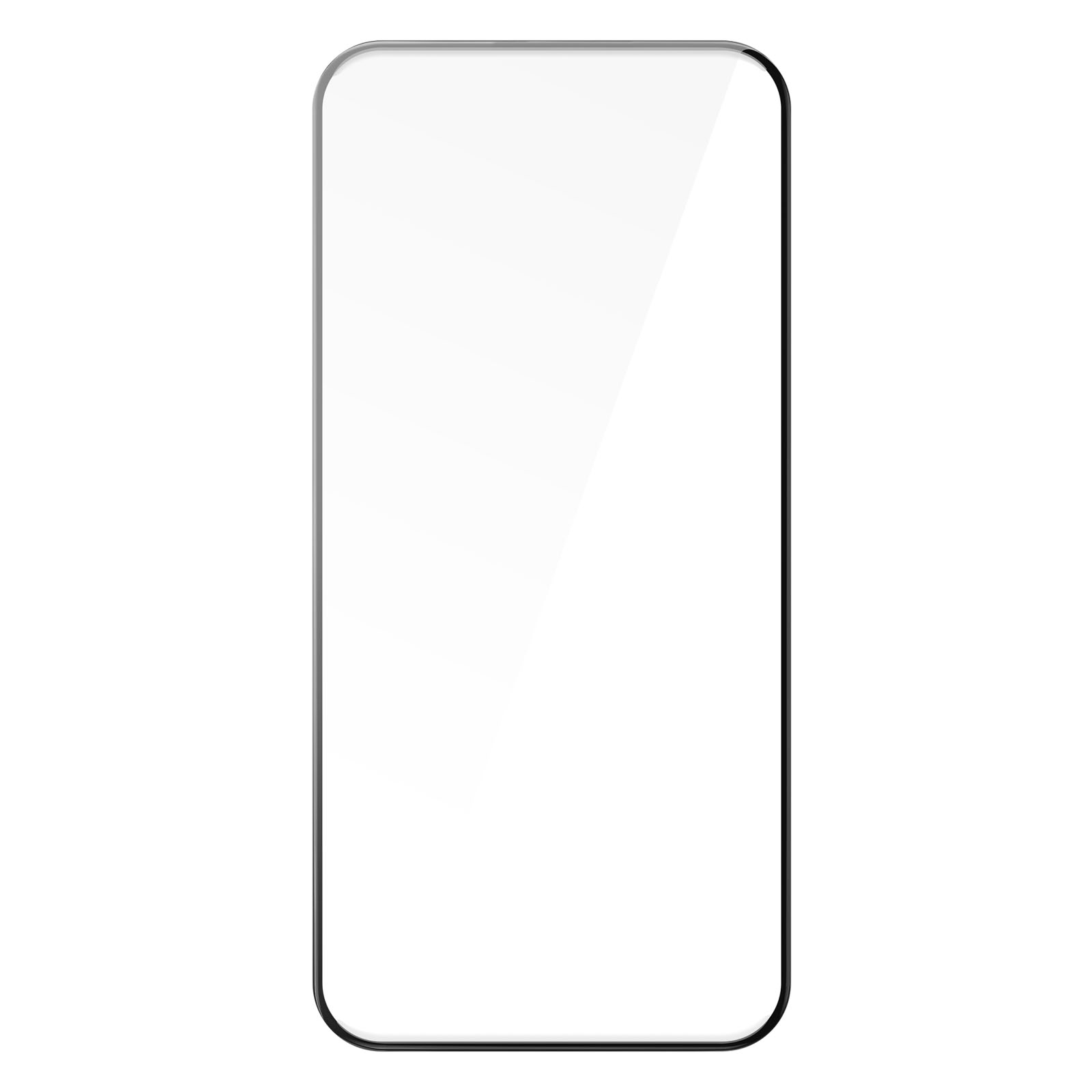 Een smartphone scherm met zilveren frame, geïsoleerd op witte achtergrond.