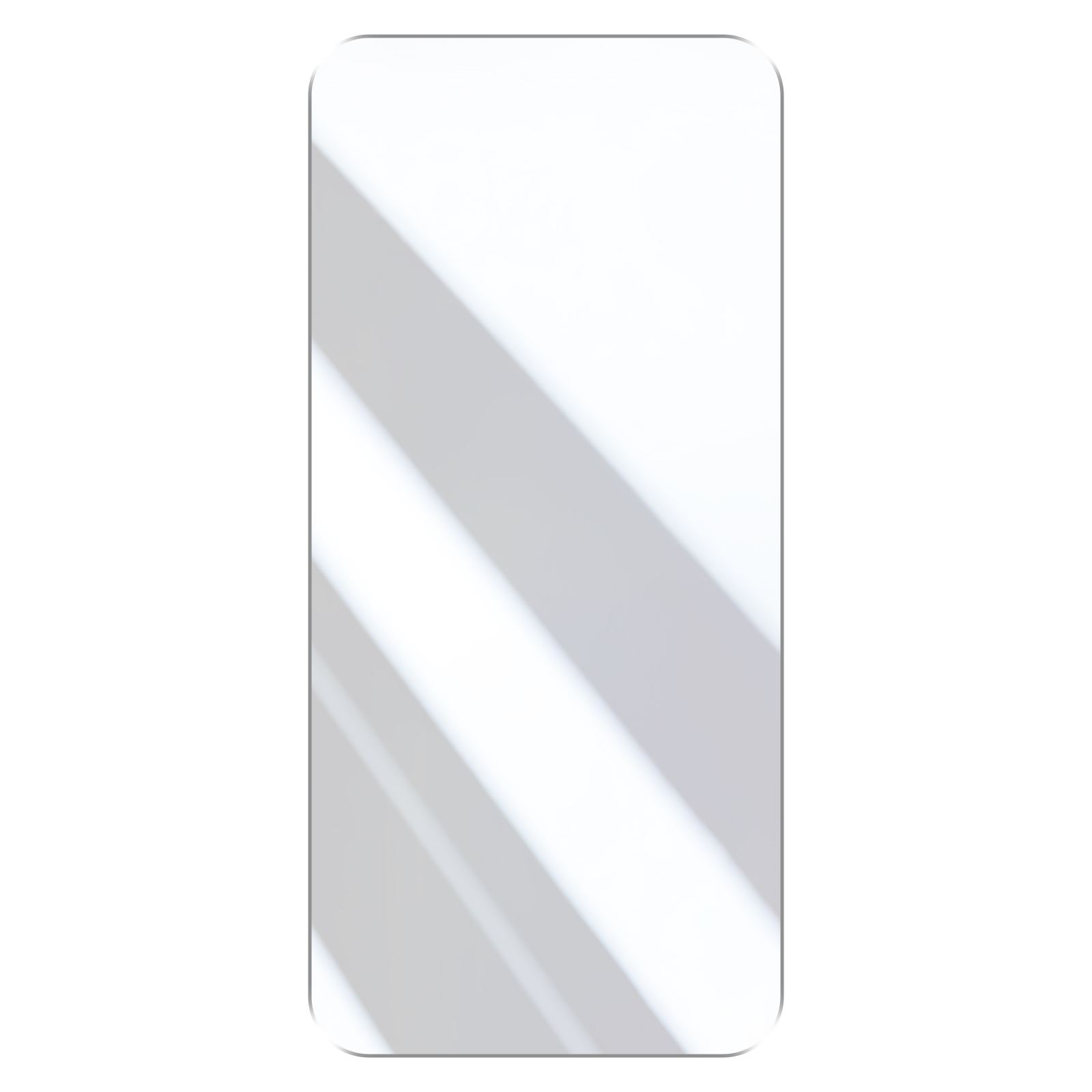 Un oggetto rettangolare bianco con angoli arrotondati e linee d'ombra.