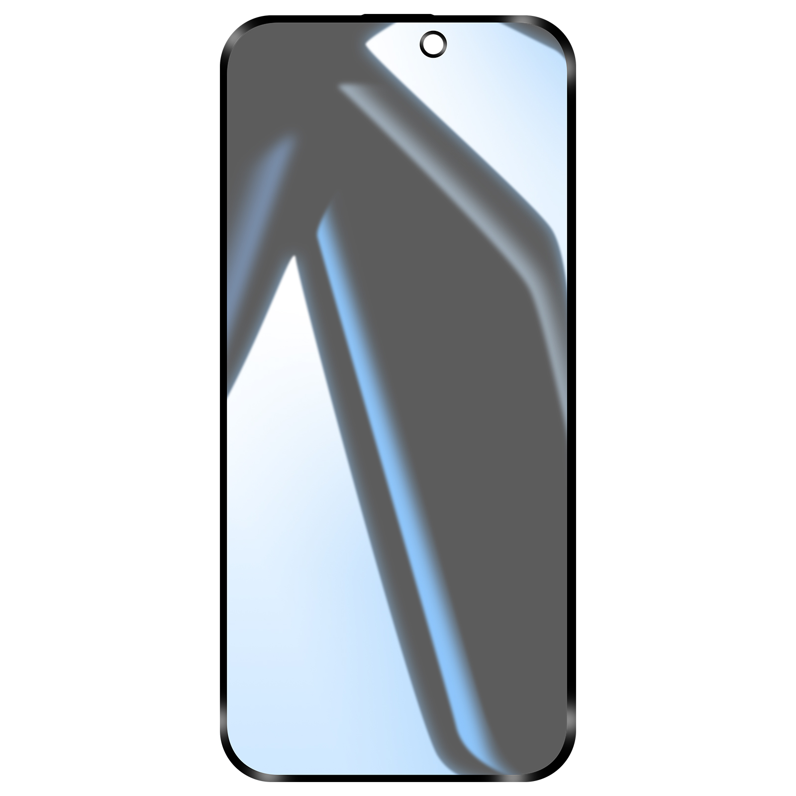 A smartphone with a dark, abstract background displayed on the screen.