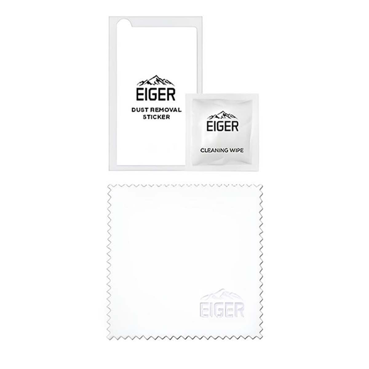 Eiger stofverwijderingssticker en doekje.