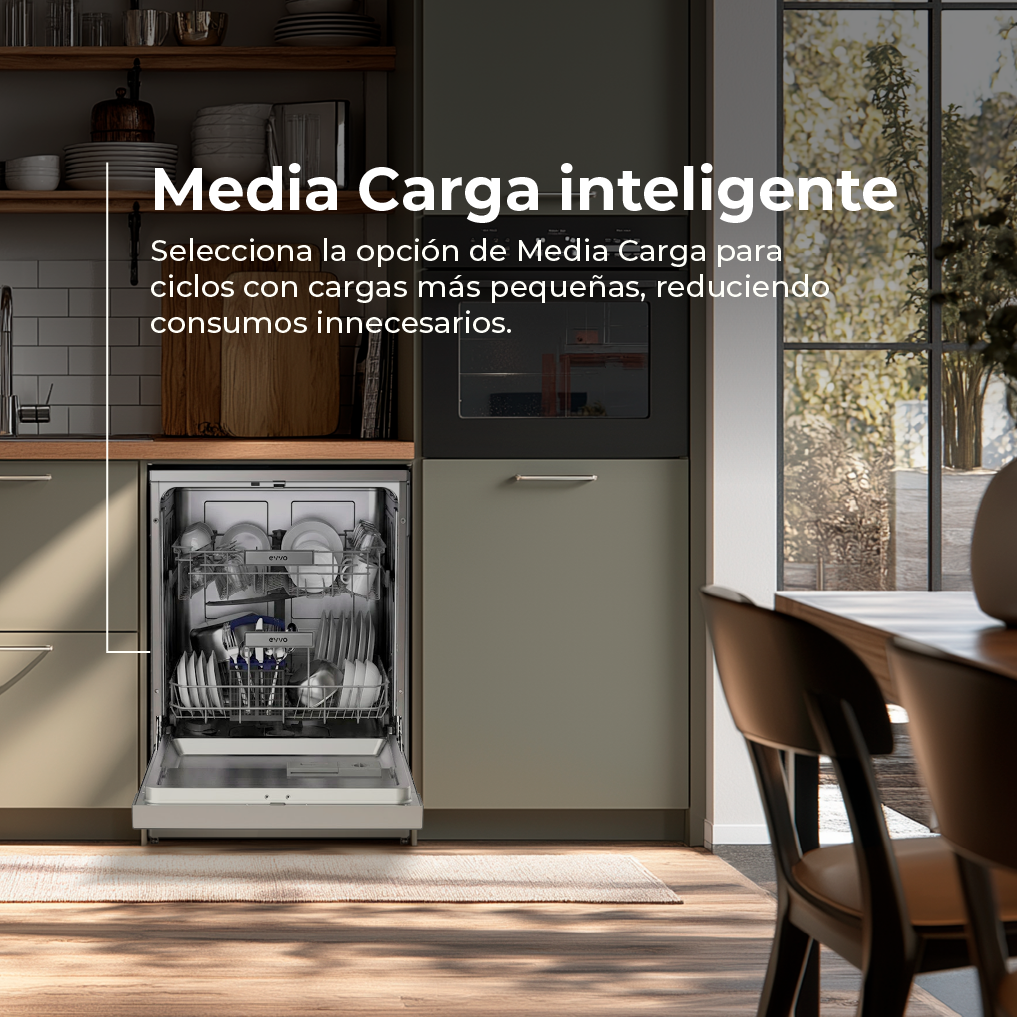 Un lavavajillas abierto en una cocina moderna con gabinetes oscuros y suelo de madera.