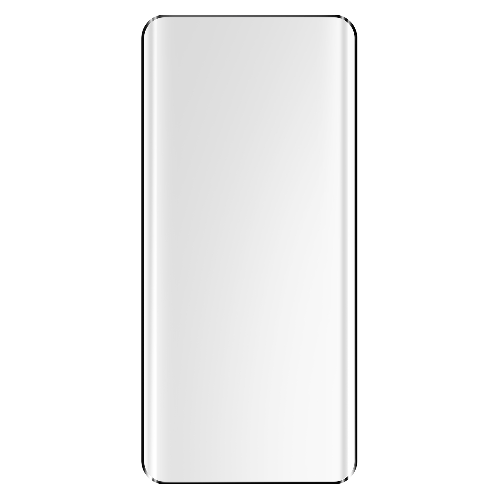 Un écran de smartphone unique, vierge et blanc, aux coins arrondis.