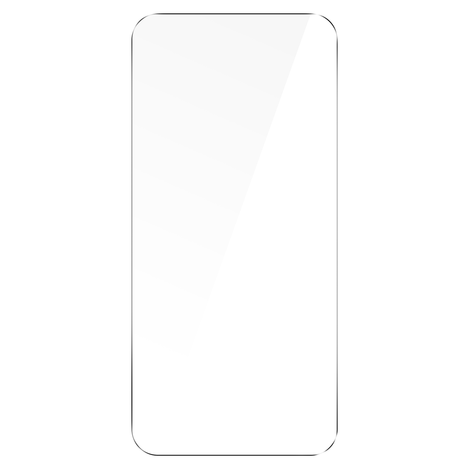 Un protecteur d'écran transparent pour smartphone avec coins arrondis.