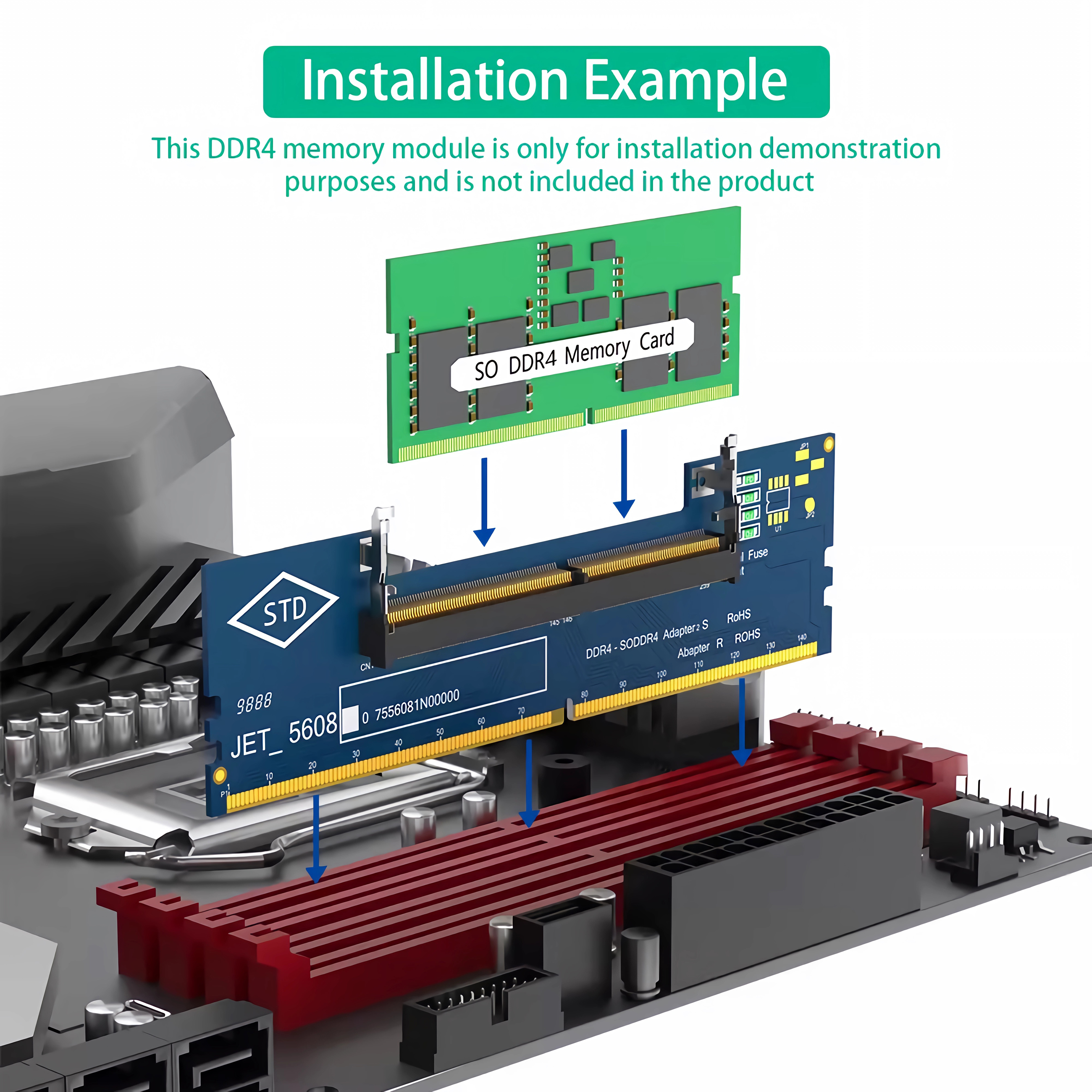 Installation: DDR4-Speichermodul wird in eine Platine eingesetzt.