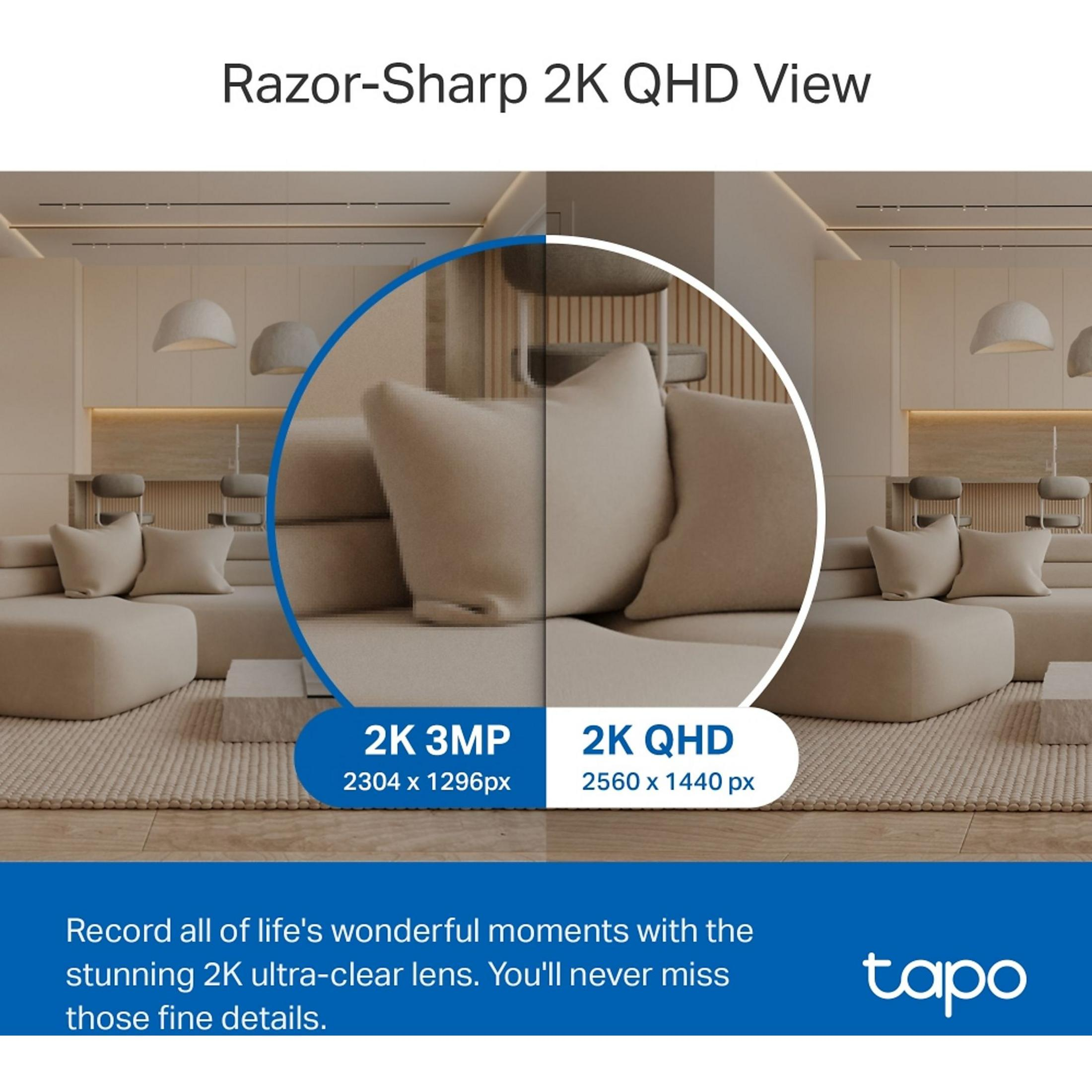 Vergelijking van 2K 3MP en 2K QHD resolutie in een woonkamer.