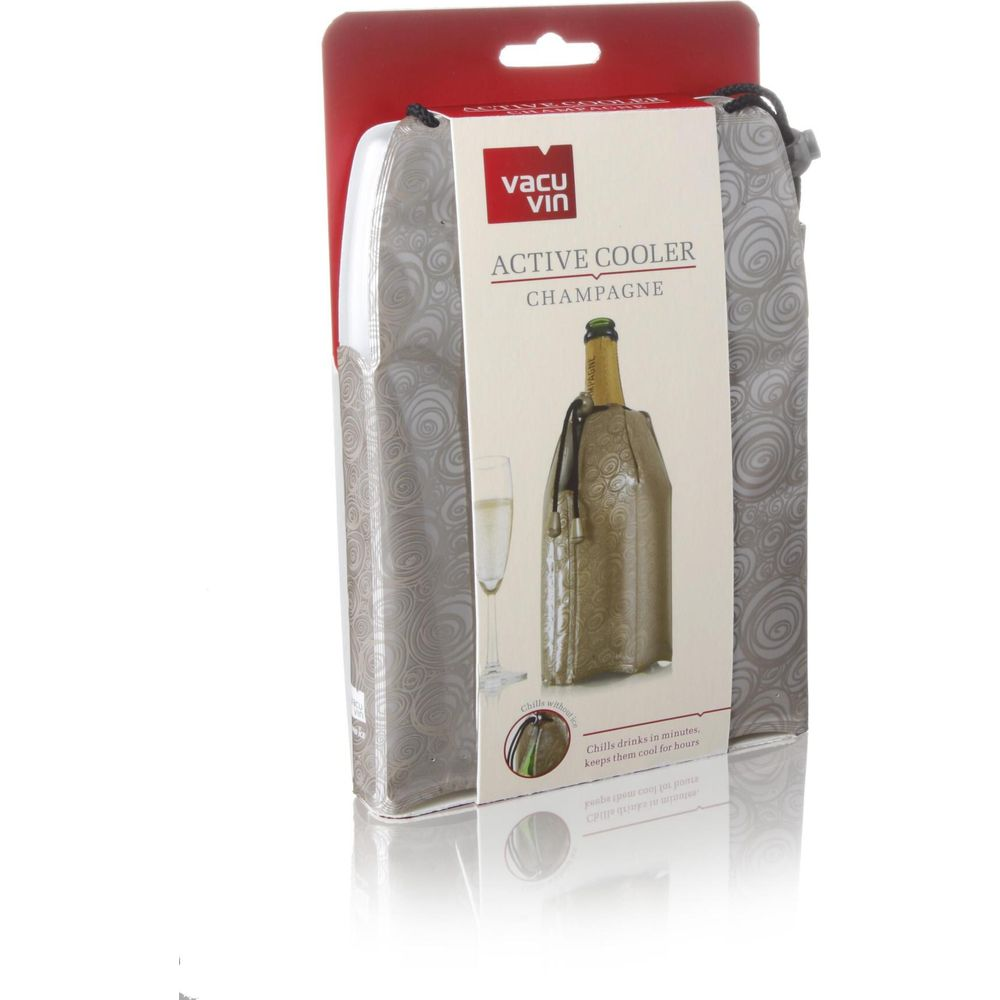 Desenli Vacu Vin şampanya soğutucu ve kadehi.