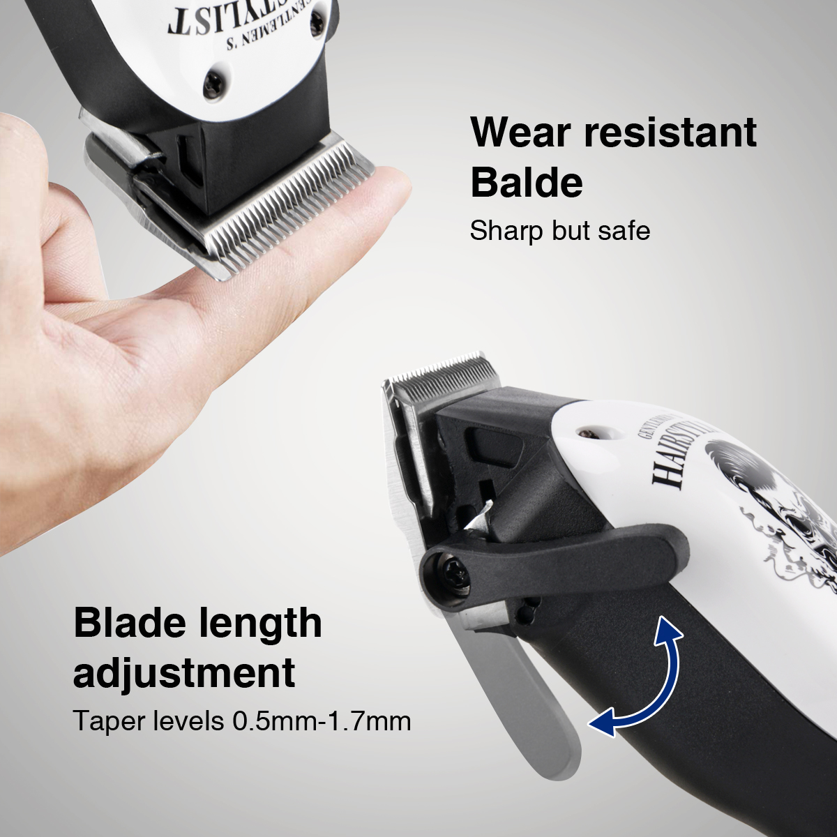 Trimmer mit Klingenlängenverstellung und verschleißfester Klinge.
