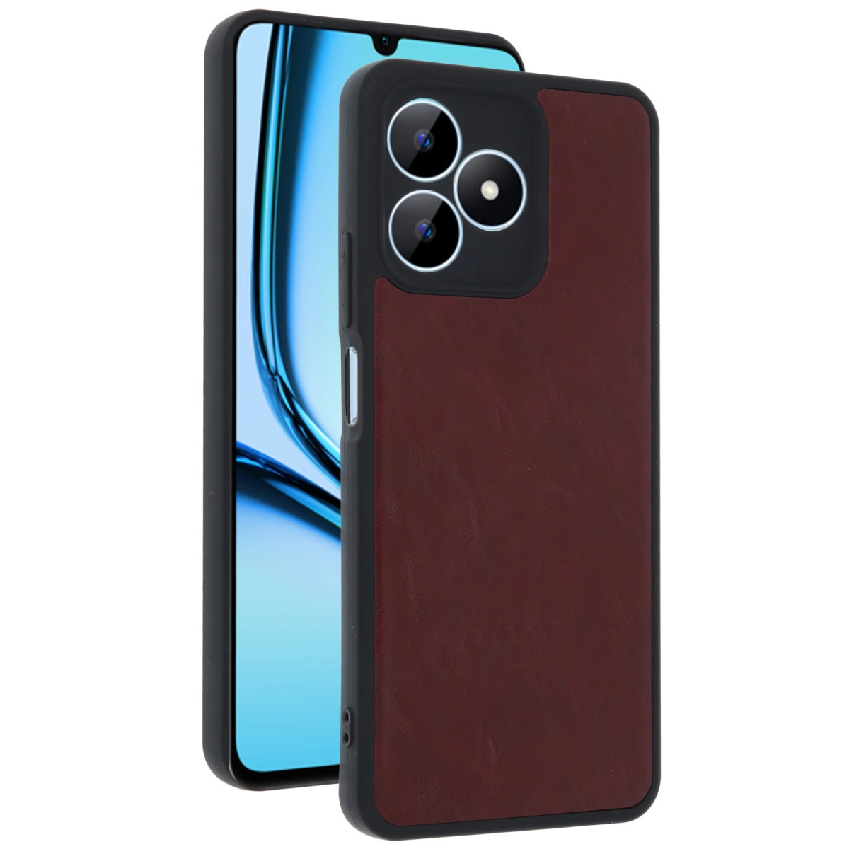 NEWFACE Realme Note 50 4G Uyumlu Aras Deri Kapak Telefon Kılıfı Bordo